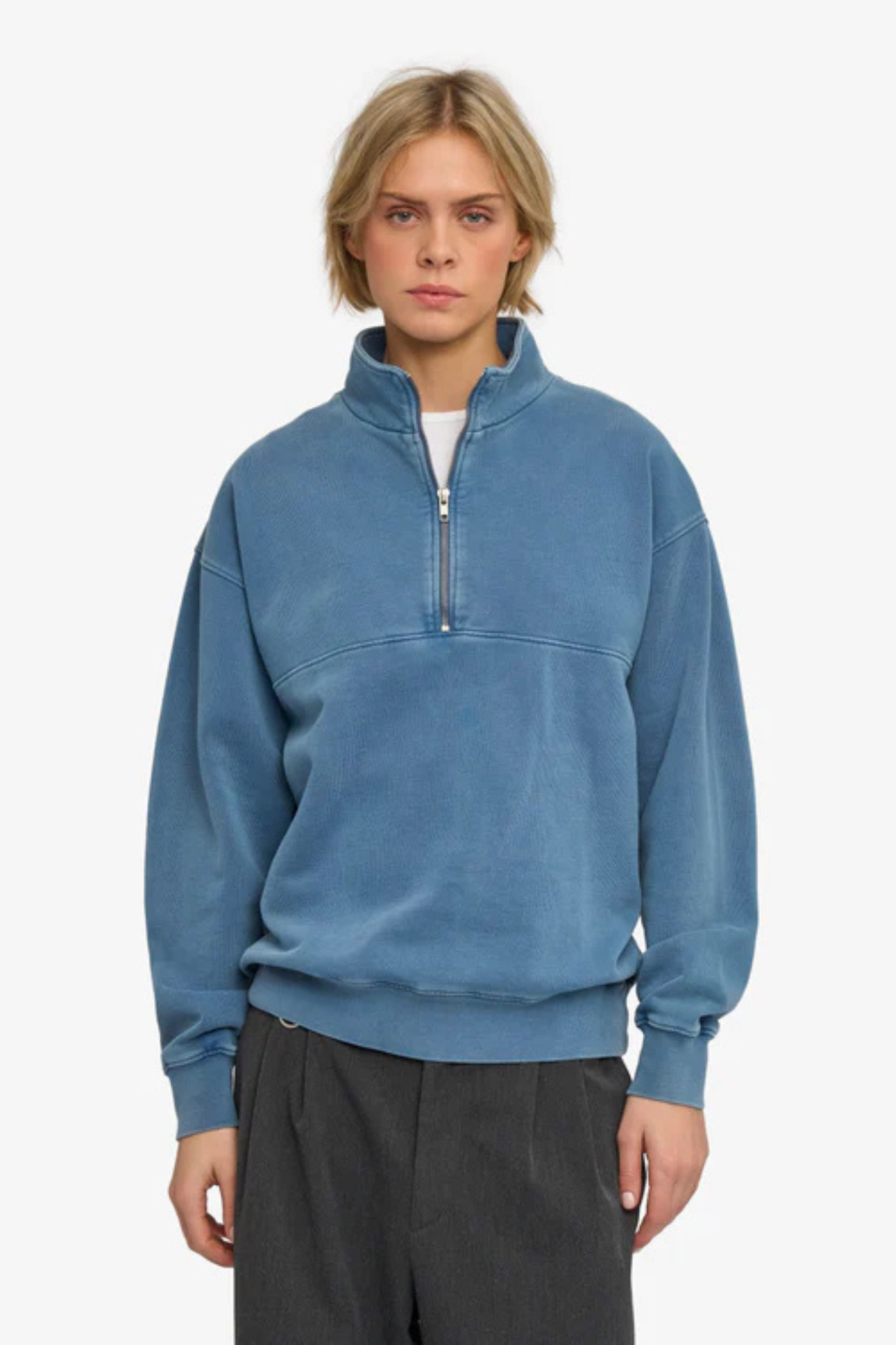 ORGANIC QUARTER ZIP - FADED INDIGO