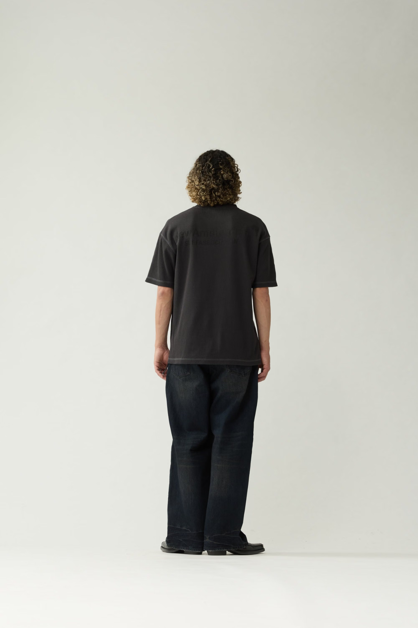 LOGO TEE WAFFLE T-SHIRT - CAVIAR