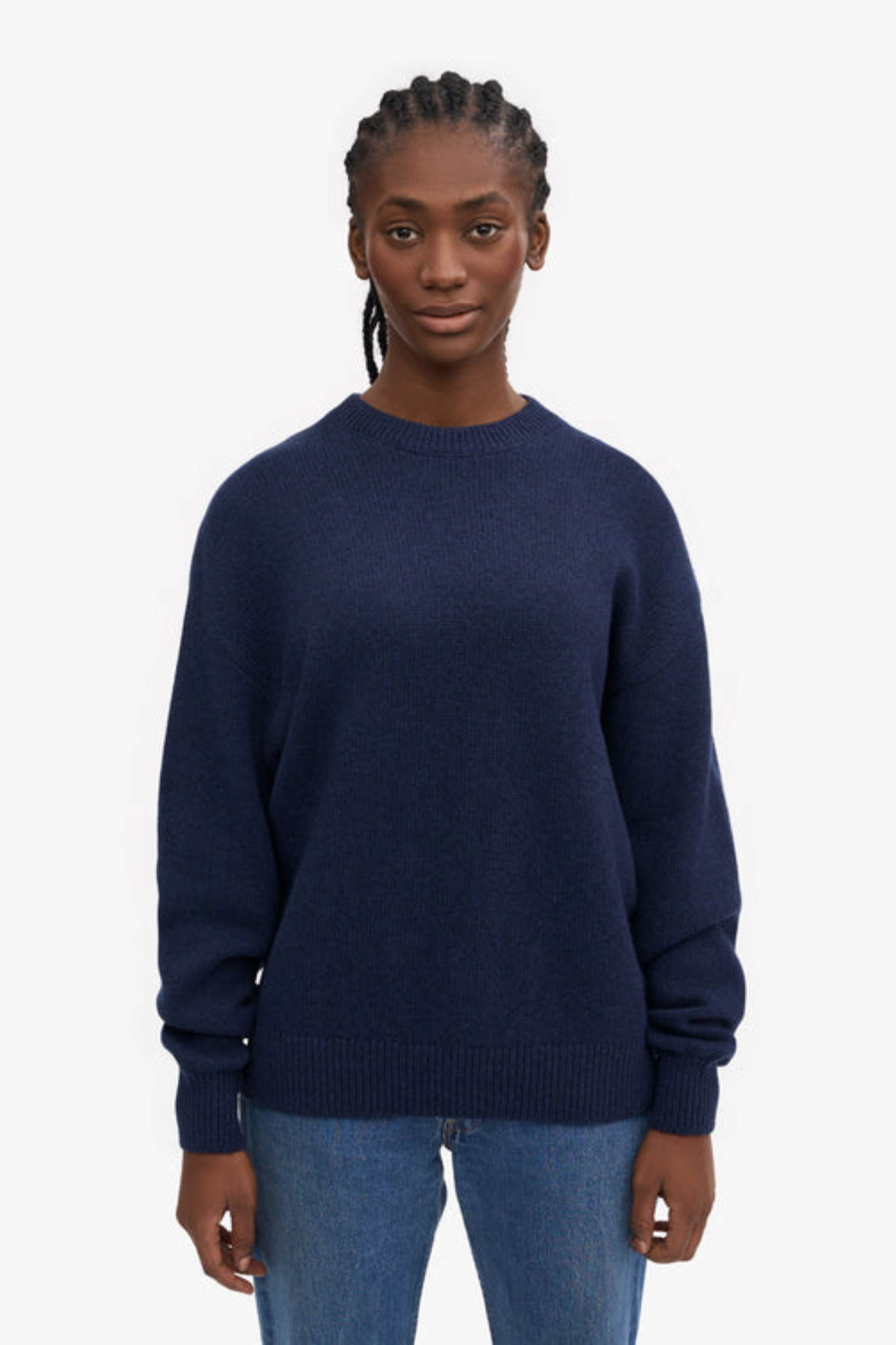 OVERSIZED MERINO WOOL CREW - MARINE BLUE