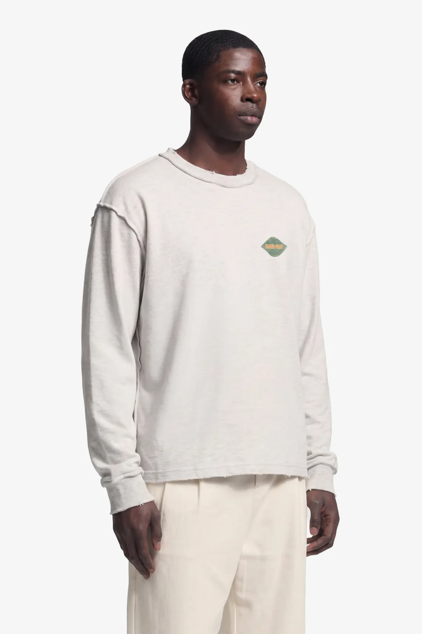 DISTRESEED LEAF LONGSLEEVE - GREY MELANGE
