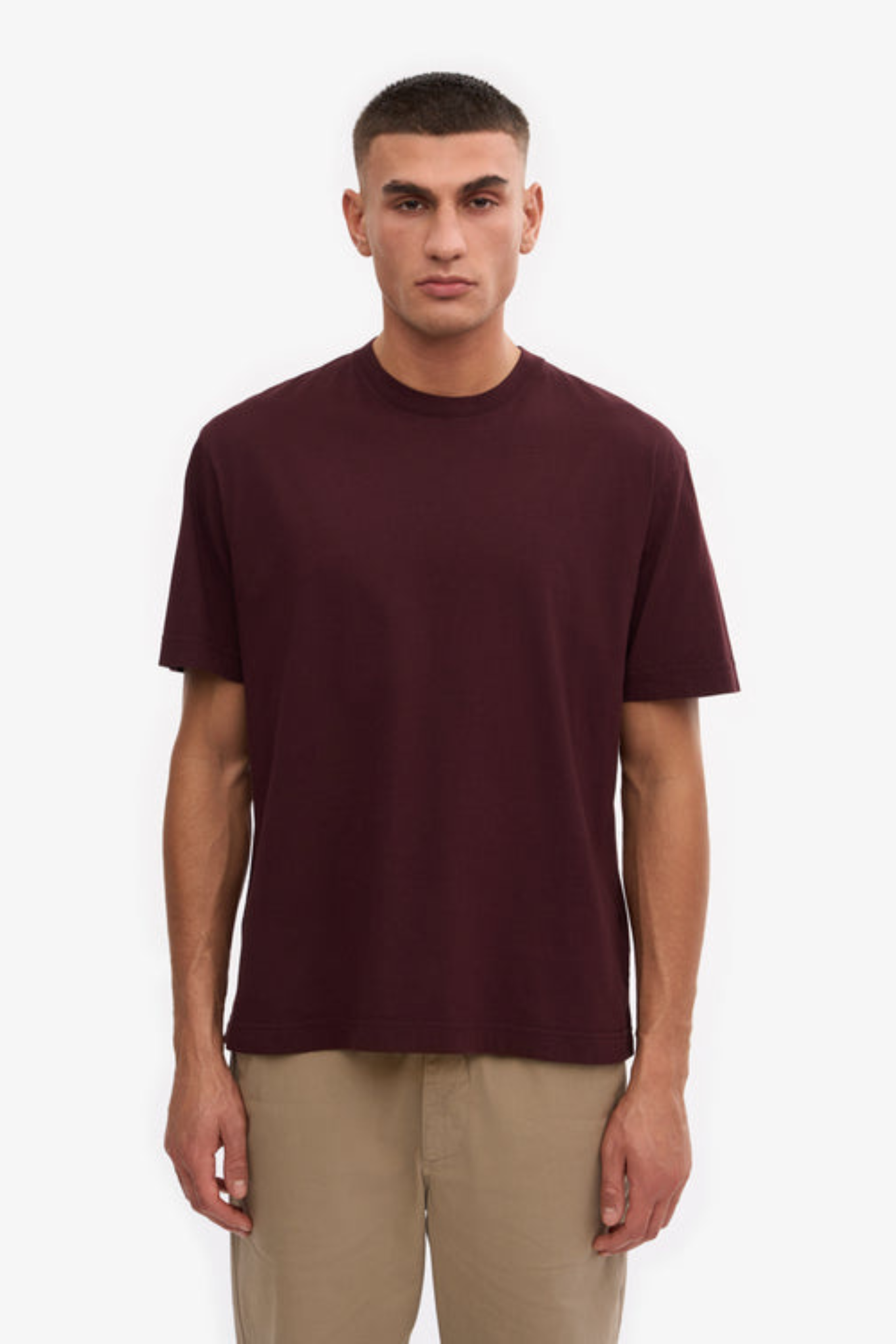 OVERSIZED ORGANIC T-SHIRT - OXBLOOD RED