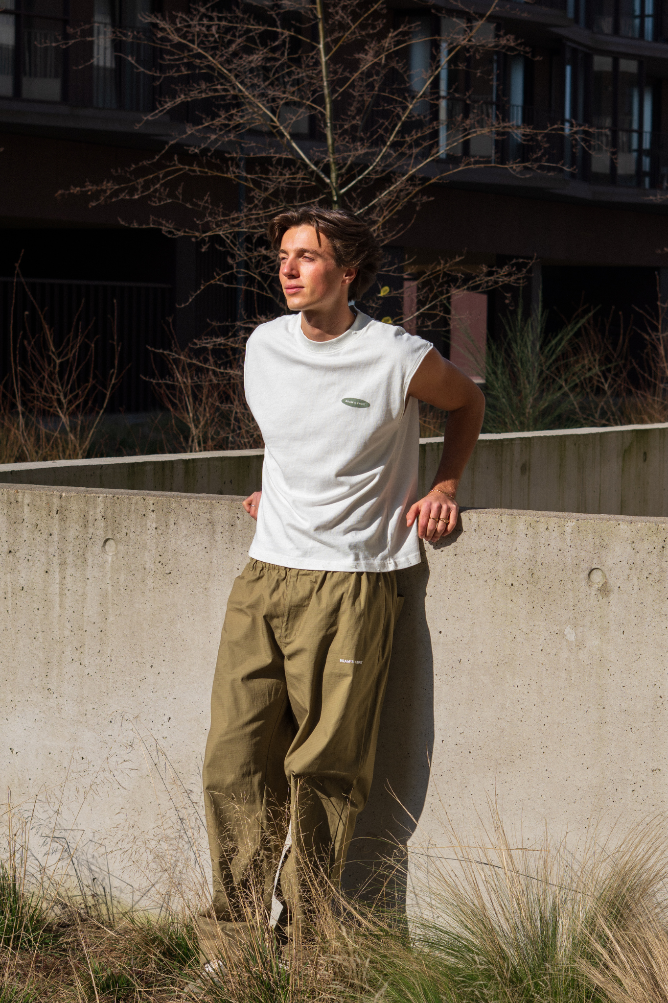 RIPSTOP TEXT LOGO PANTS - OLIVE GREEN