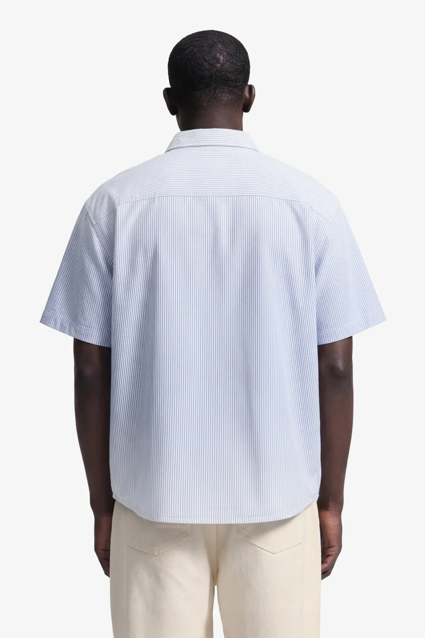 DISTRESSED OXFORD SHIRT SHORTSLEEVE - LIGHT BLUE