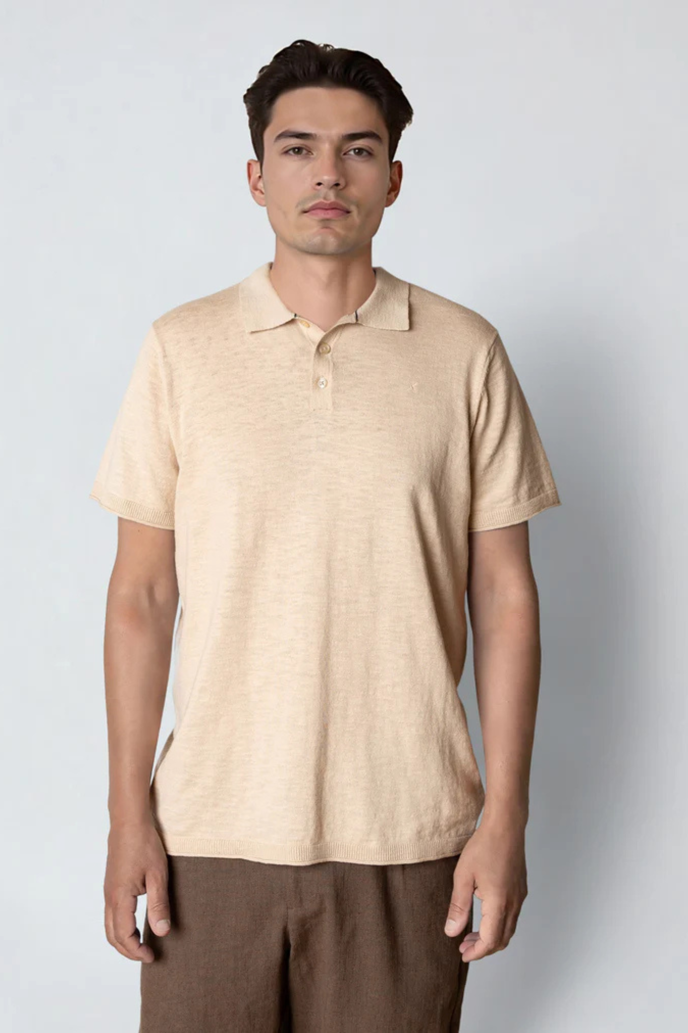 THOMAS KNITTED POLO - ECRU