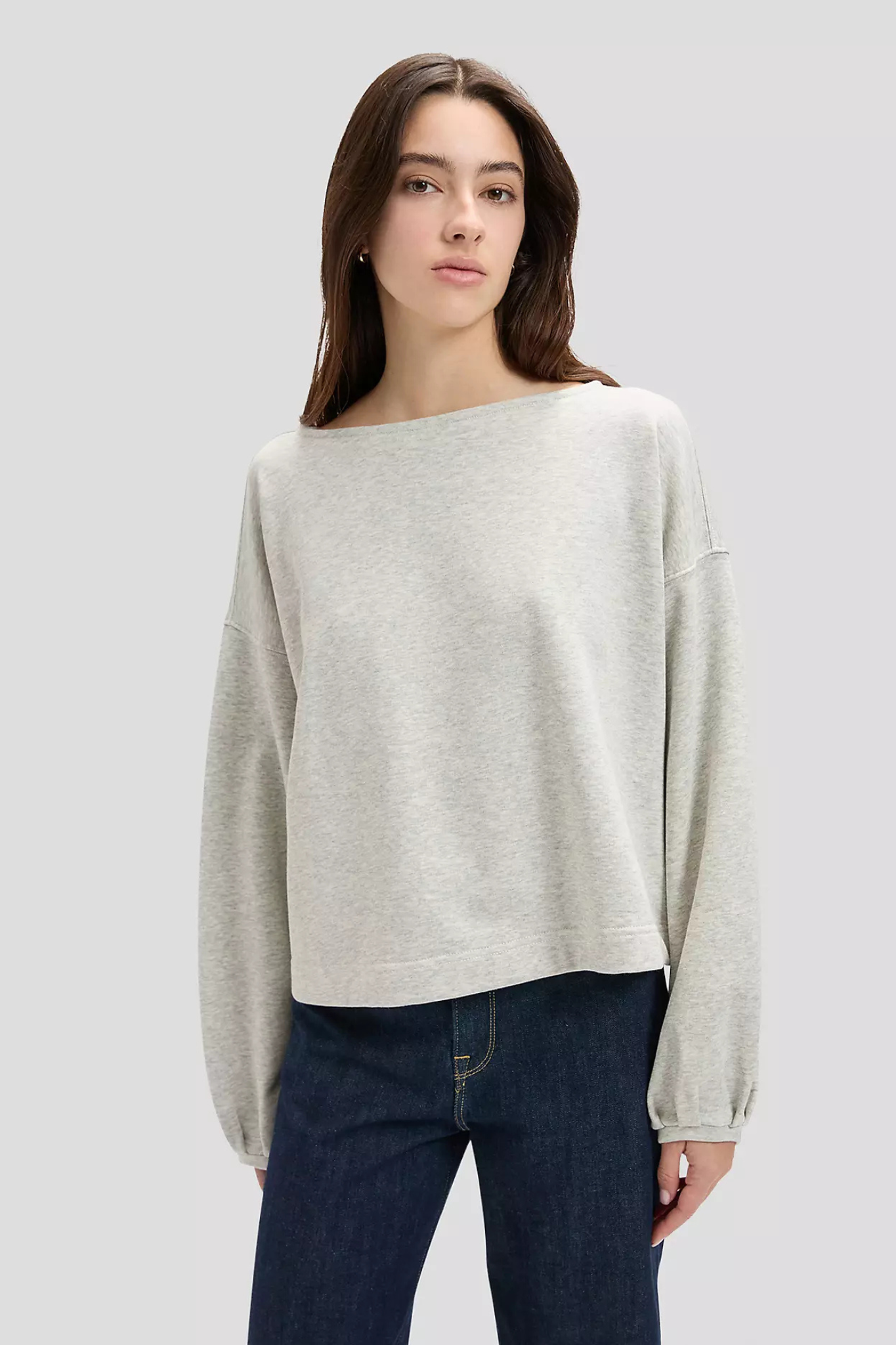 DRAMATIC SLEEVE SWEATSHIRT - GREY HEATHER