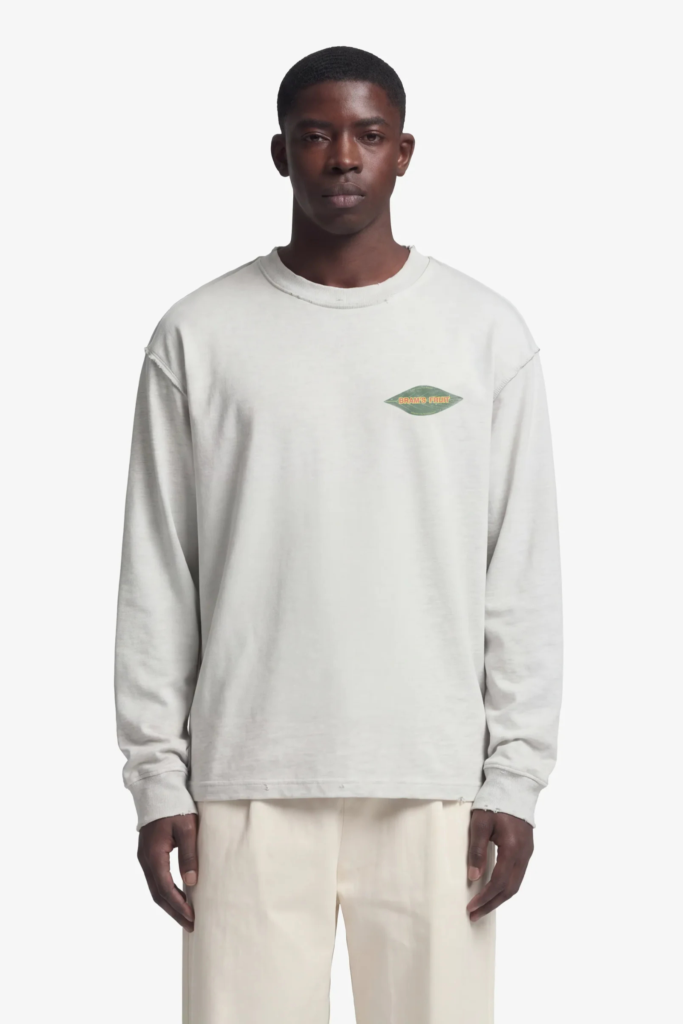 DISTRESEED LEAF LONGSLEEVE - GREY MELANGE