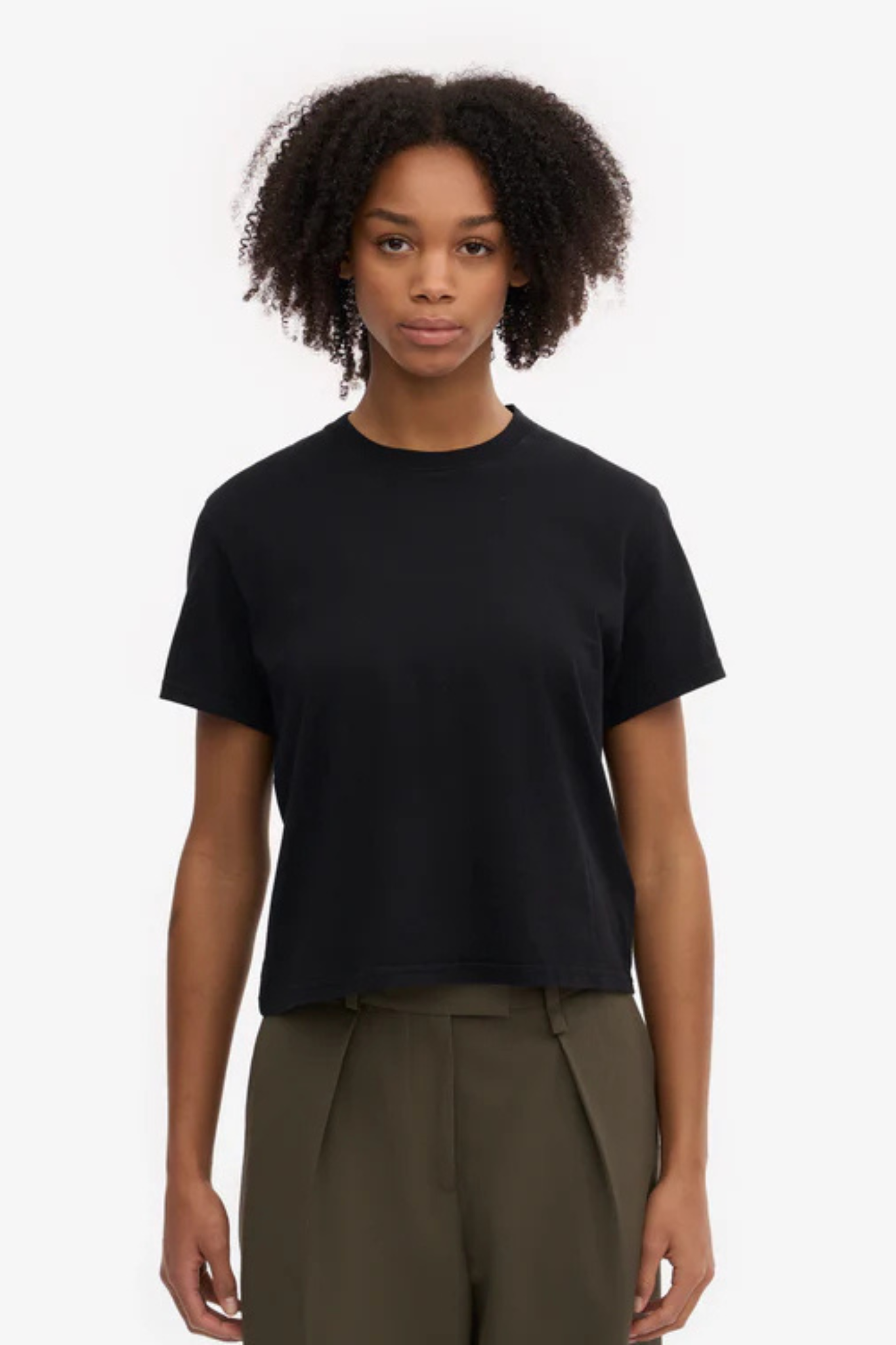 ORGANIC BOXY CROP T-SHIRT - DEEP BLACK
