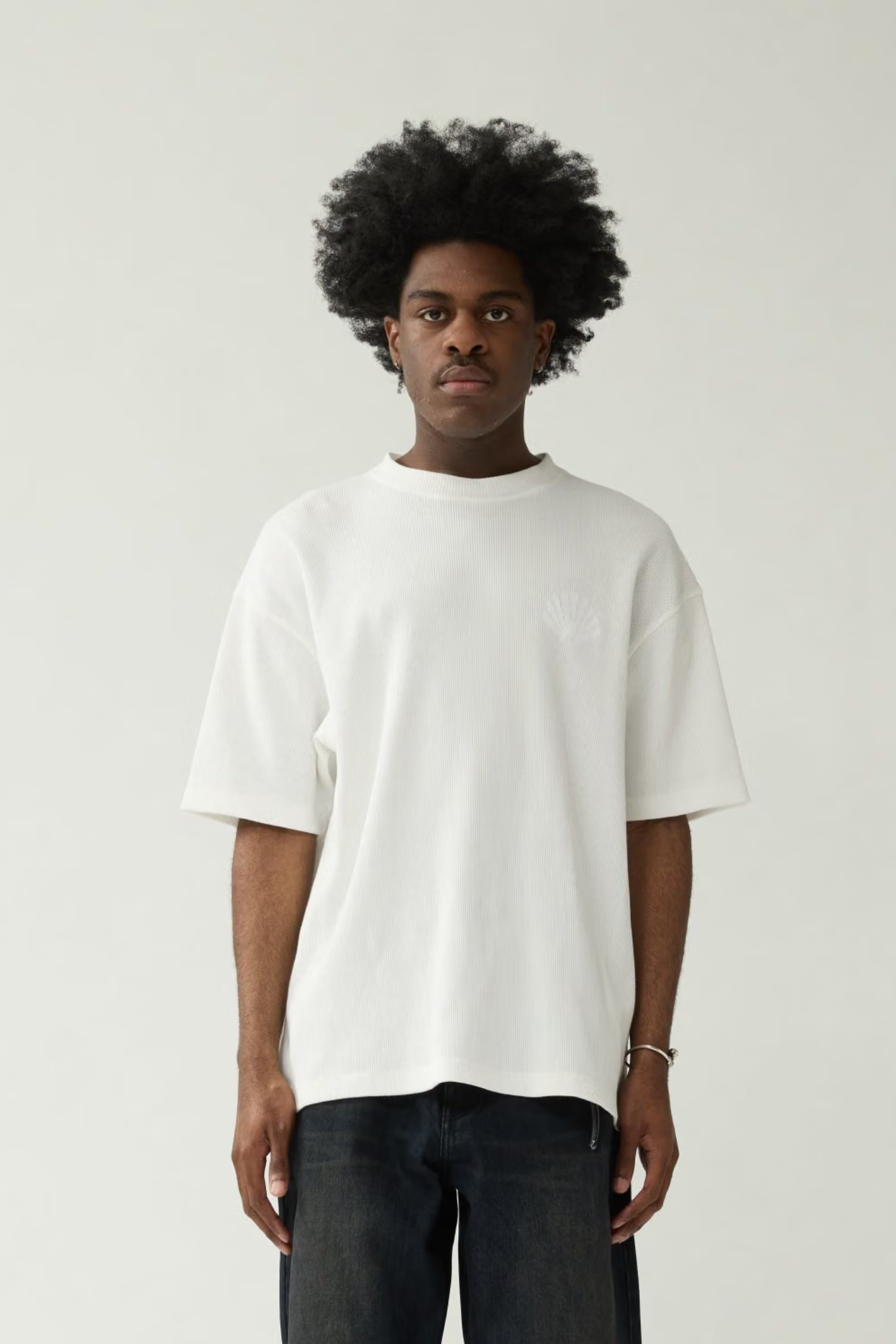 LOGO TEE WAFFLE T-SHIRT - WHITE