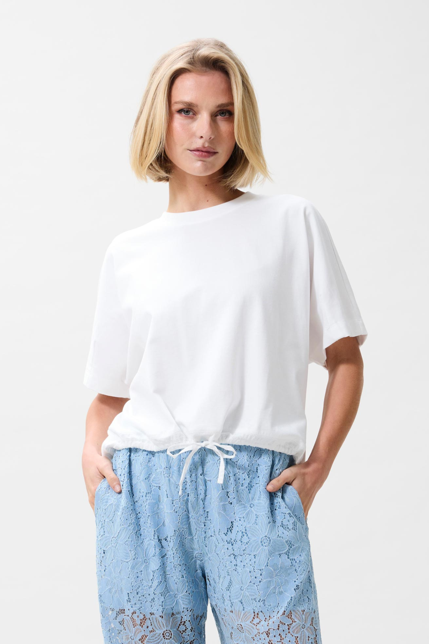OVERSIZED T-SHIRT WITH STRAP - OFF WHITE