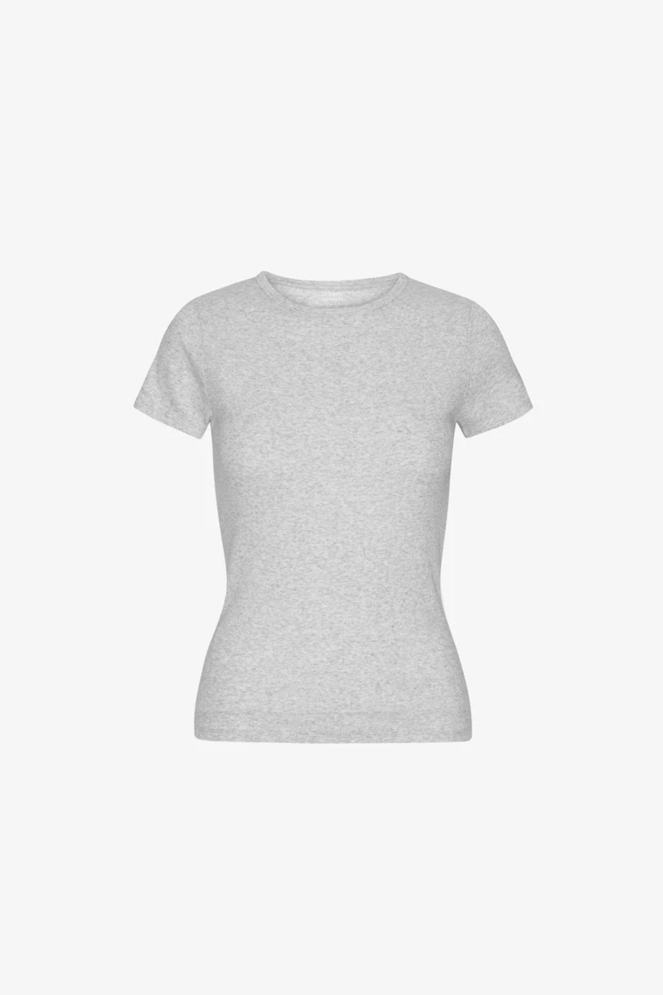 ORGANIC RIB SS T-SHIRT - SNOW MELANGE