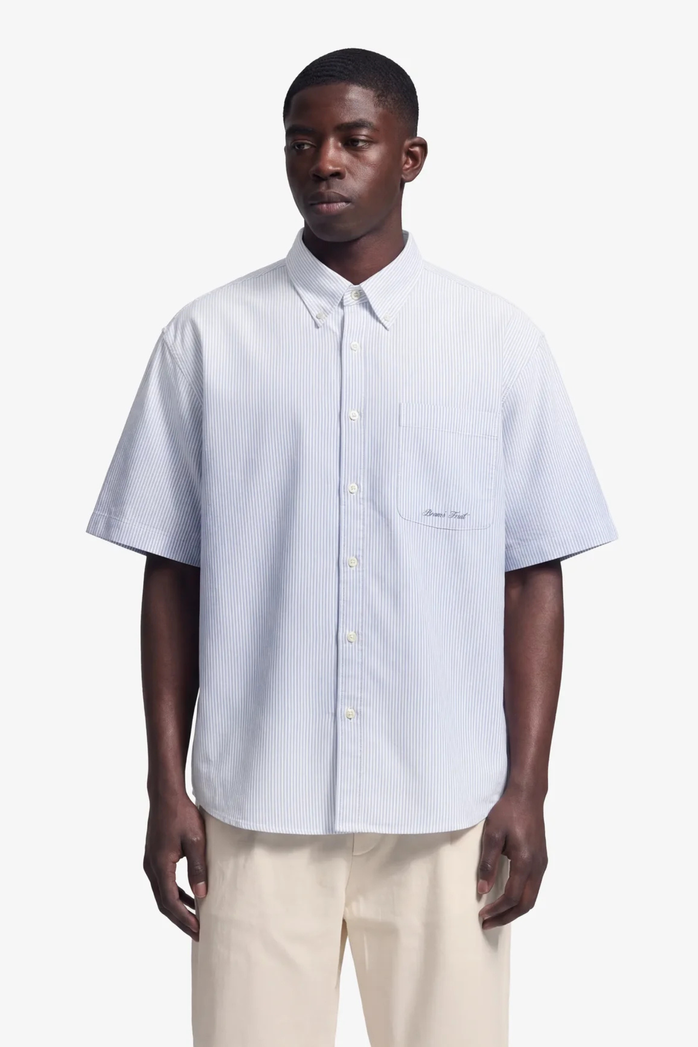 DISTRESSED OXFORD SHIRT SHORTSLEEVE - LIGHT BLUE