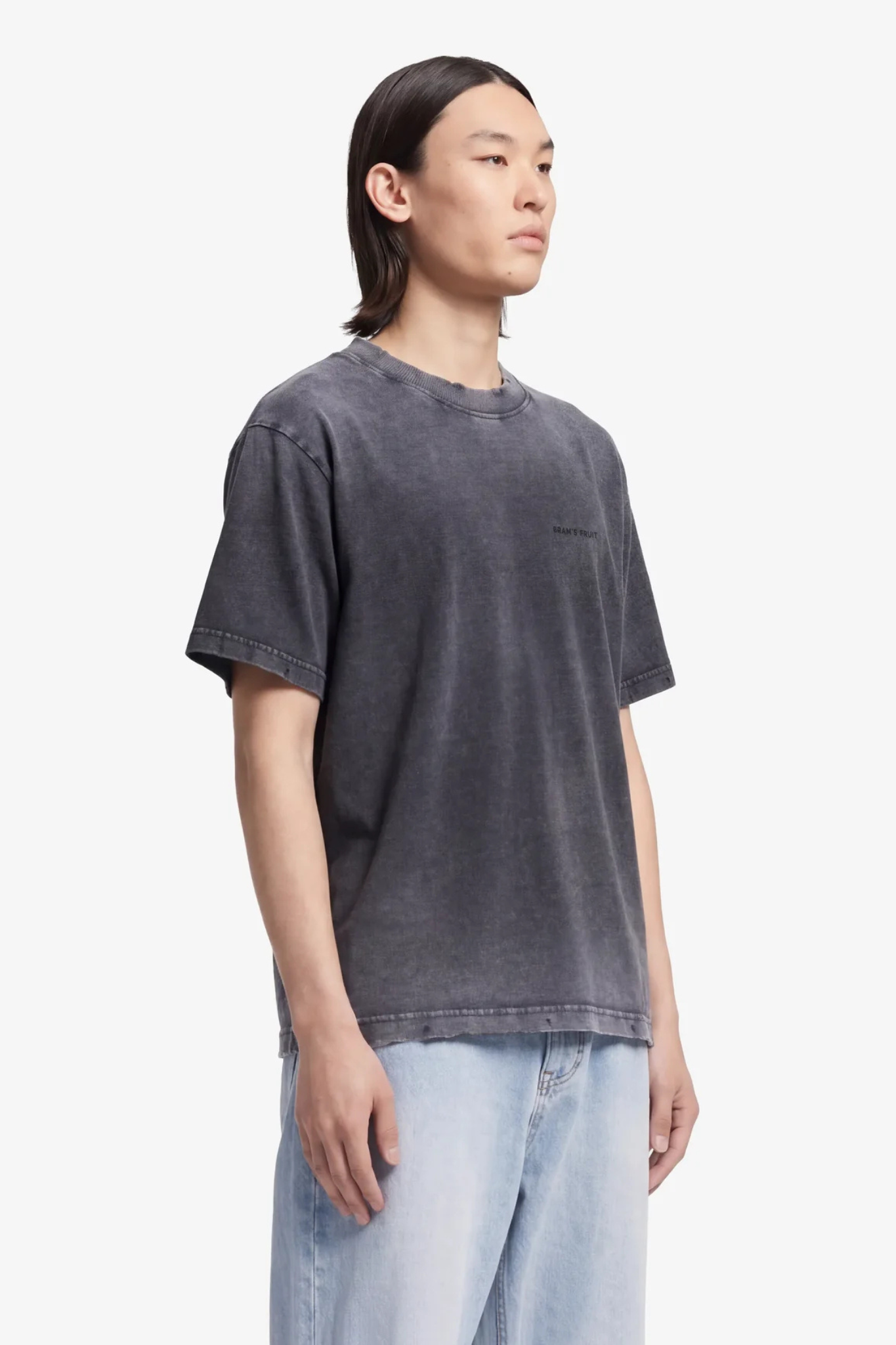 DISTRESSED BIG LEMON OUTLINE T-SHIRT - SHADOW BLACK