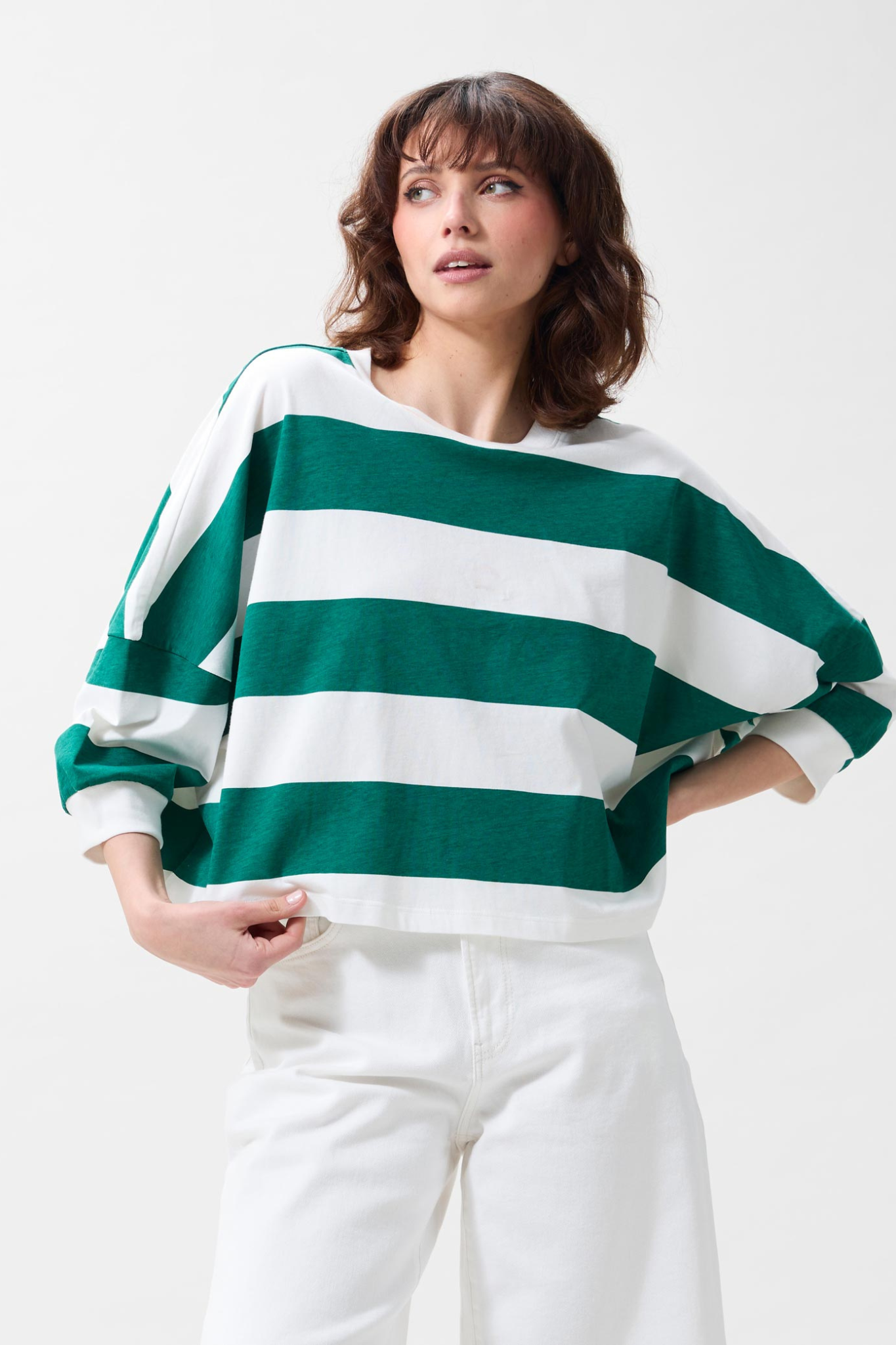 OVERSIZED BOLD STRIPED T-SHIRT - WILD GREEN