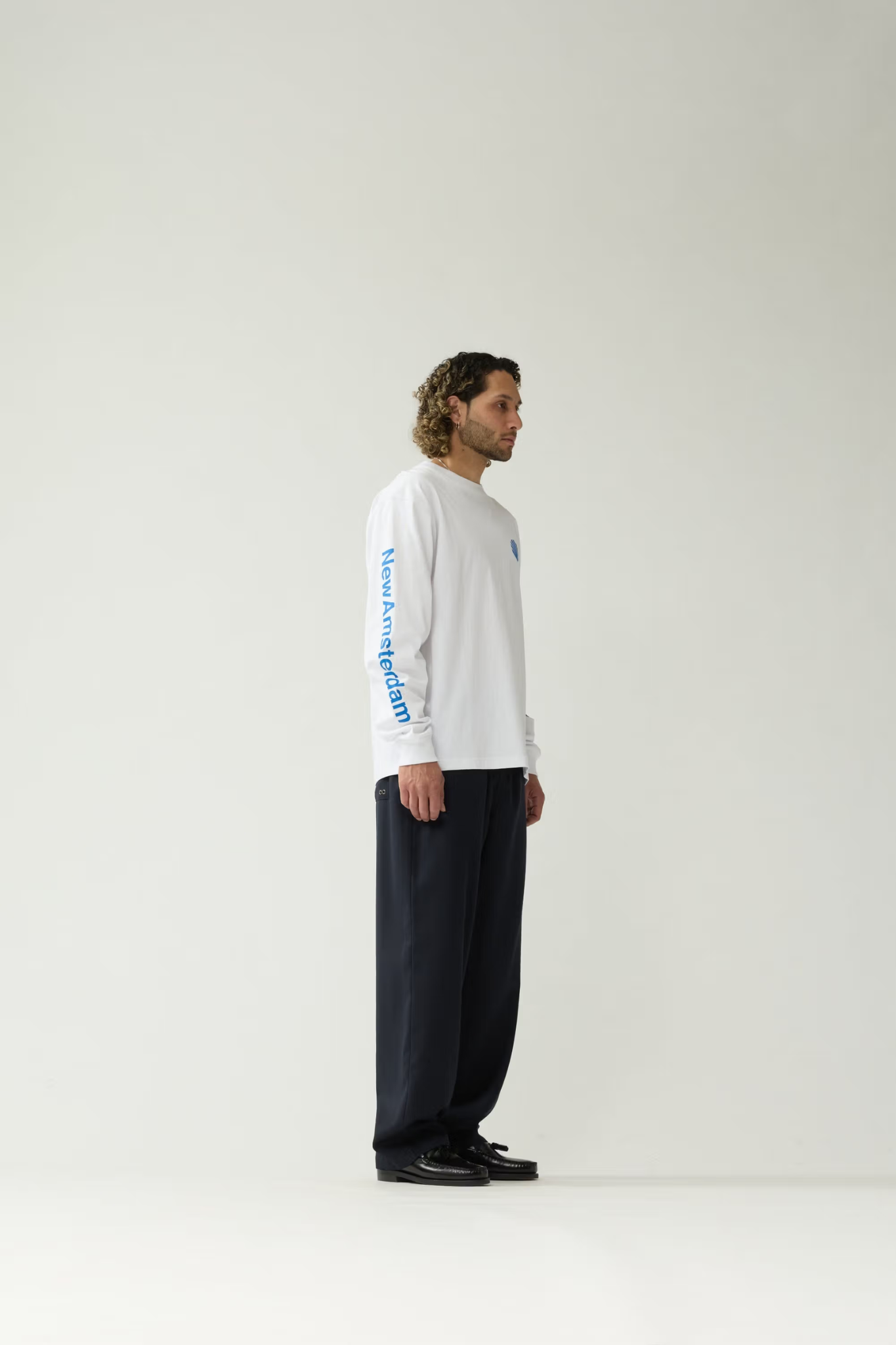 LOGO LONGSLEEVE T-SHIRT - WHITE/COBALT