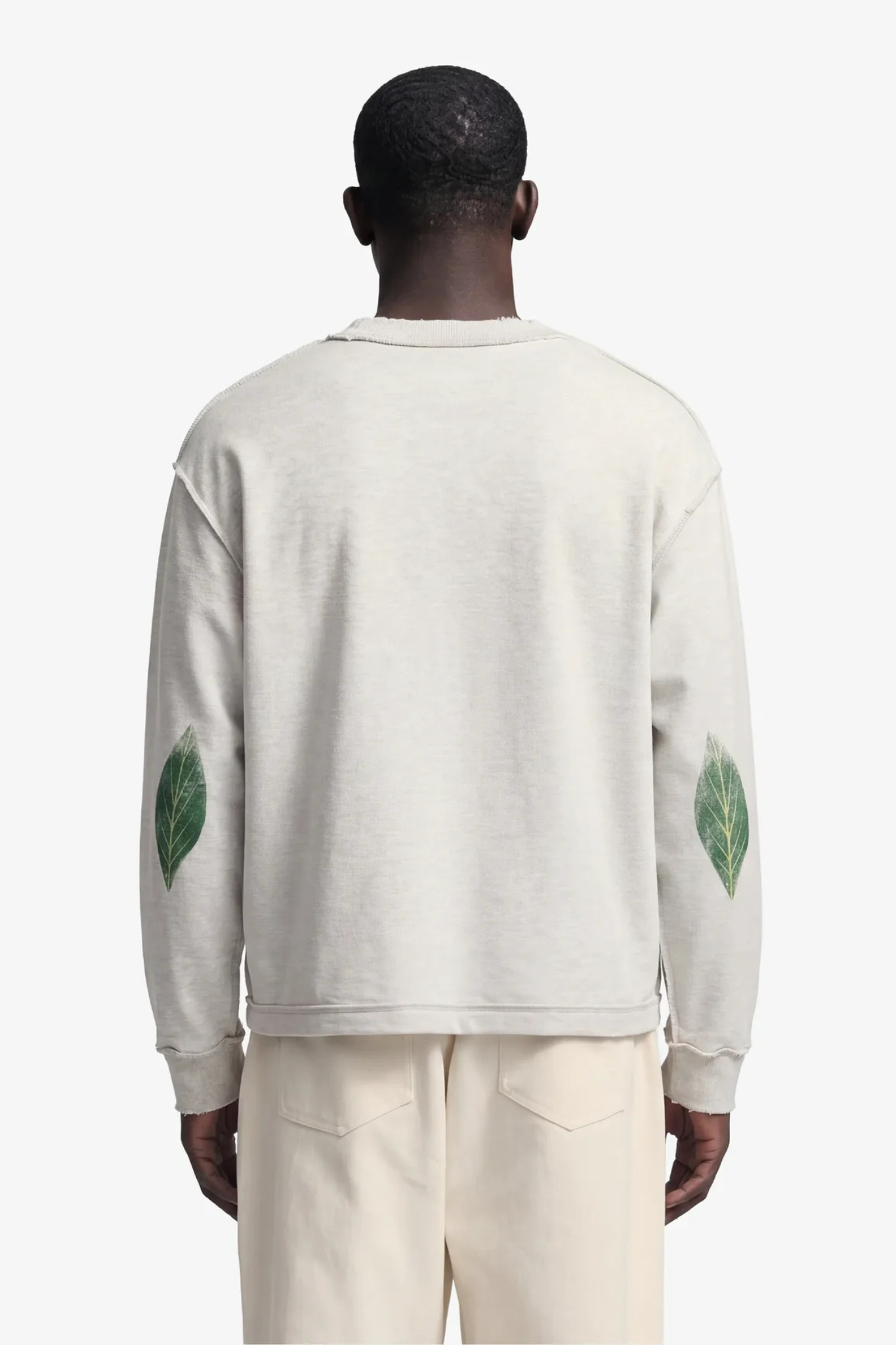 DISTRESEED LEAF LONGSLEEVE - GREY MELANGE