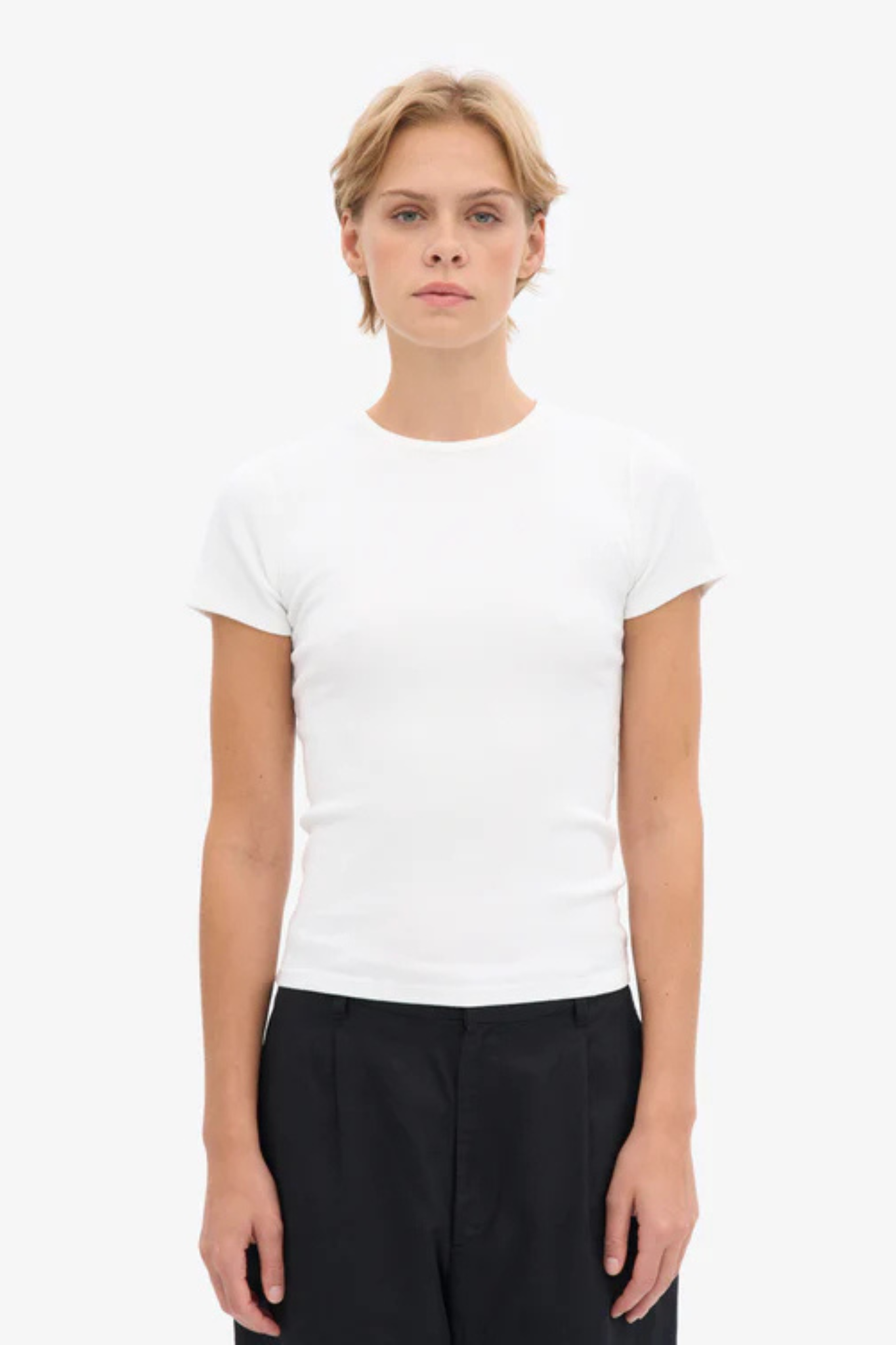 ORGANIC RIB SS T-SHIRT - OPTICAL WHITE