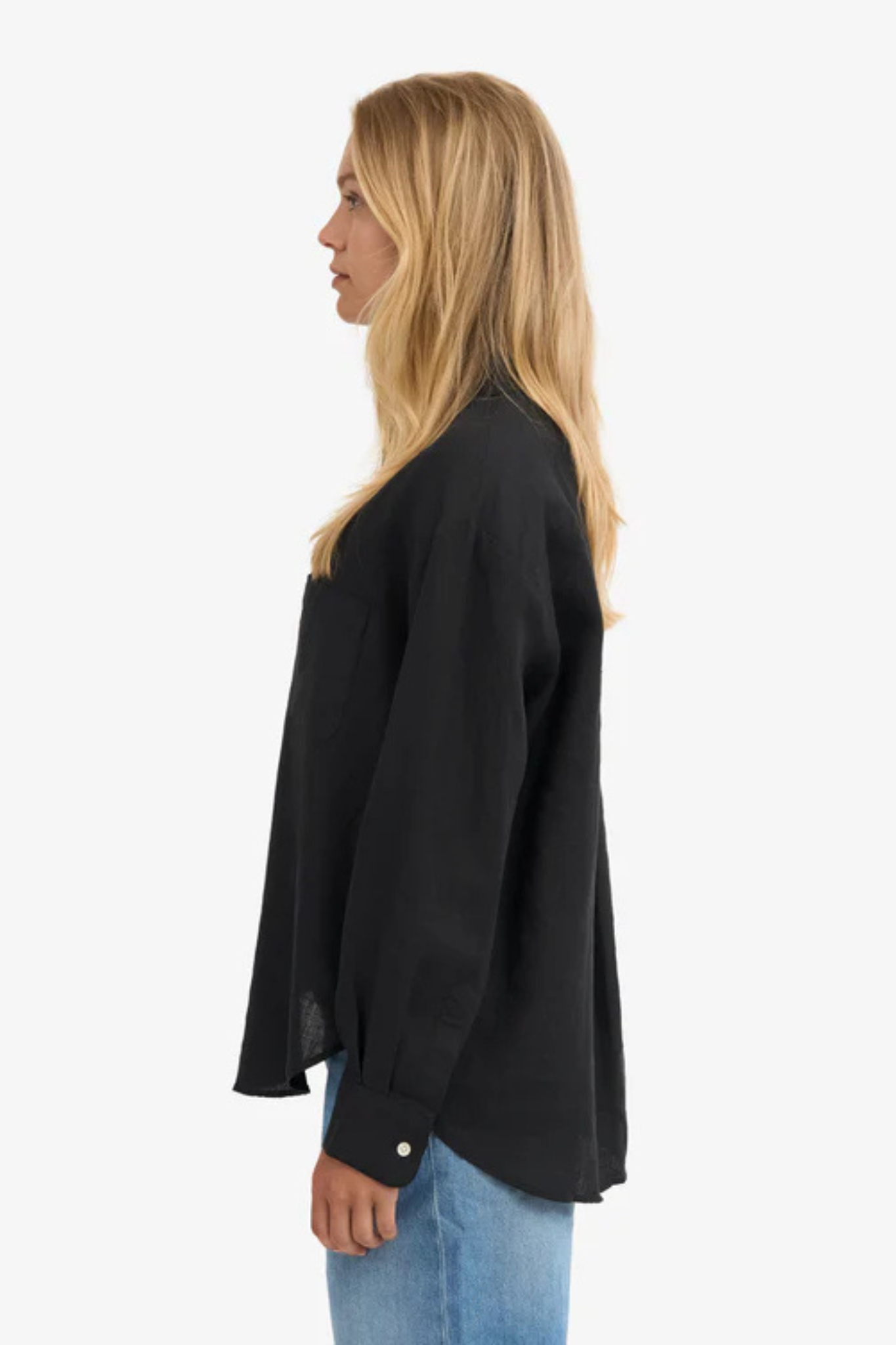 LINEN OVERSIZED SHIRT - DEEP BLACK