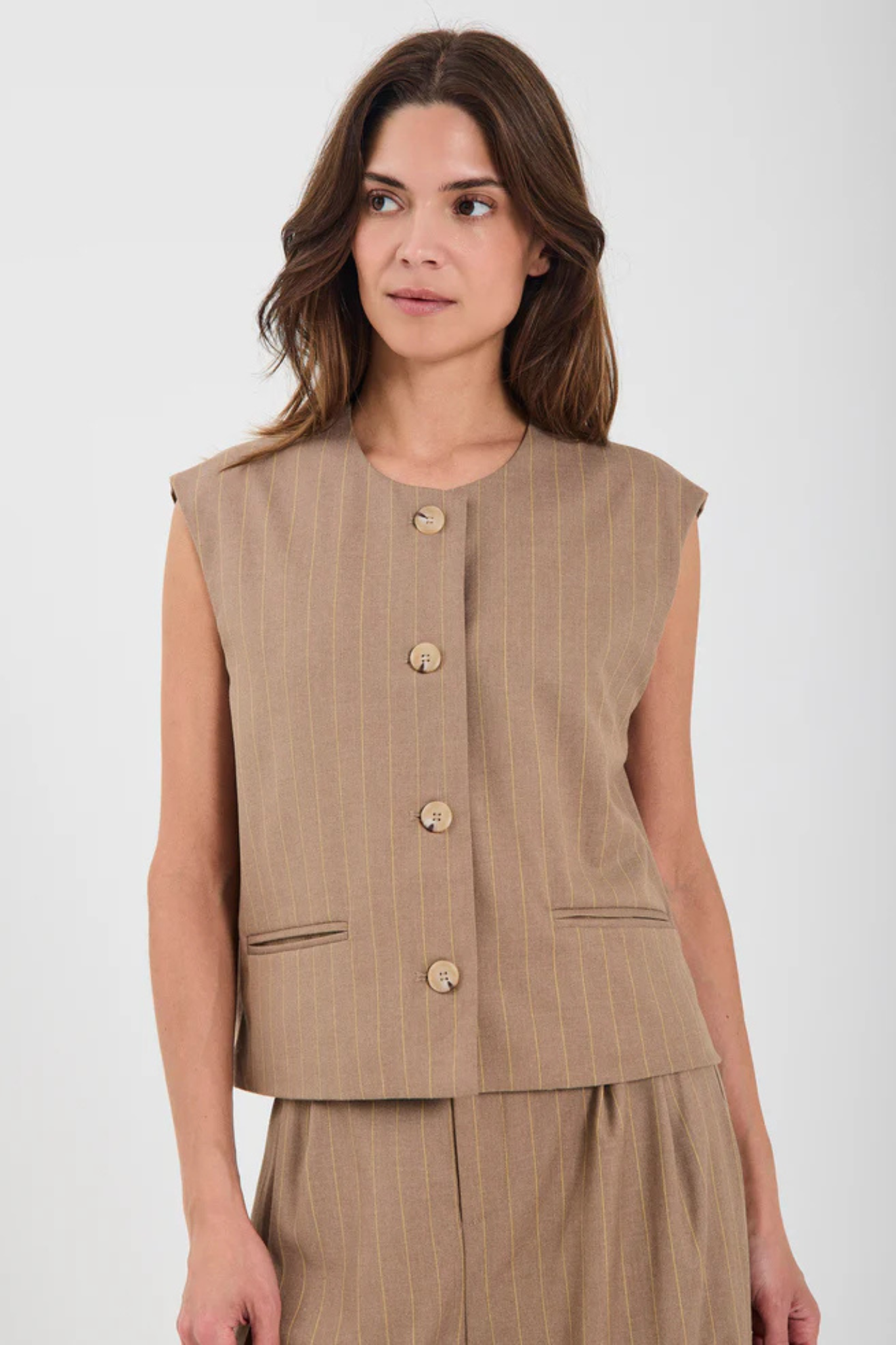 NOVIA SHORT WAISTCOAT - YELLOW STRIPE