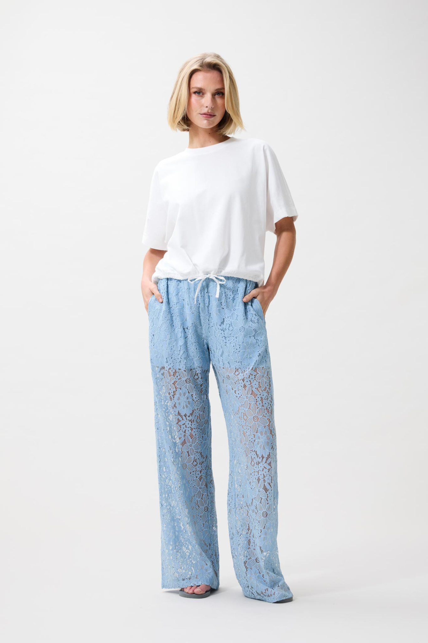 OVERSIZED T-SHIRT WITH STRAP - OFF WHITE