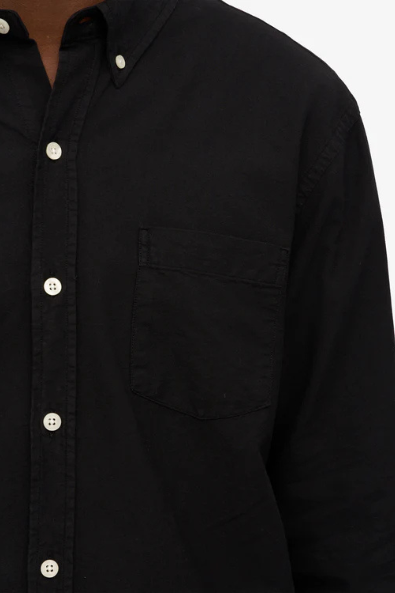 ORGANIC BUTTON DOWN SHIRT - DEEP BLACK