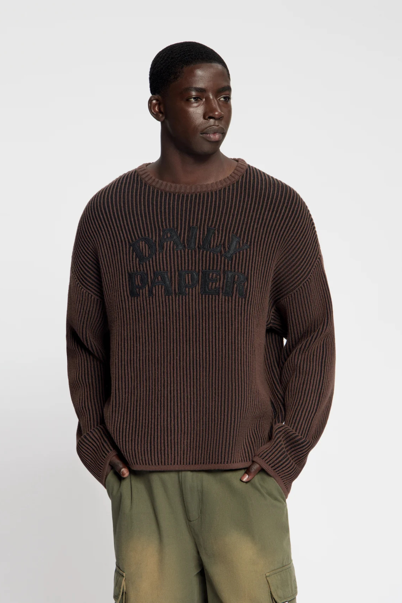 DIAS STACKED RIB KNIT SWEATER - MOLE