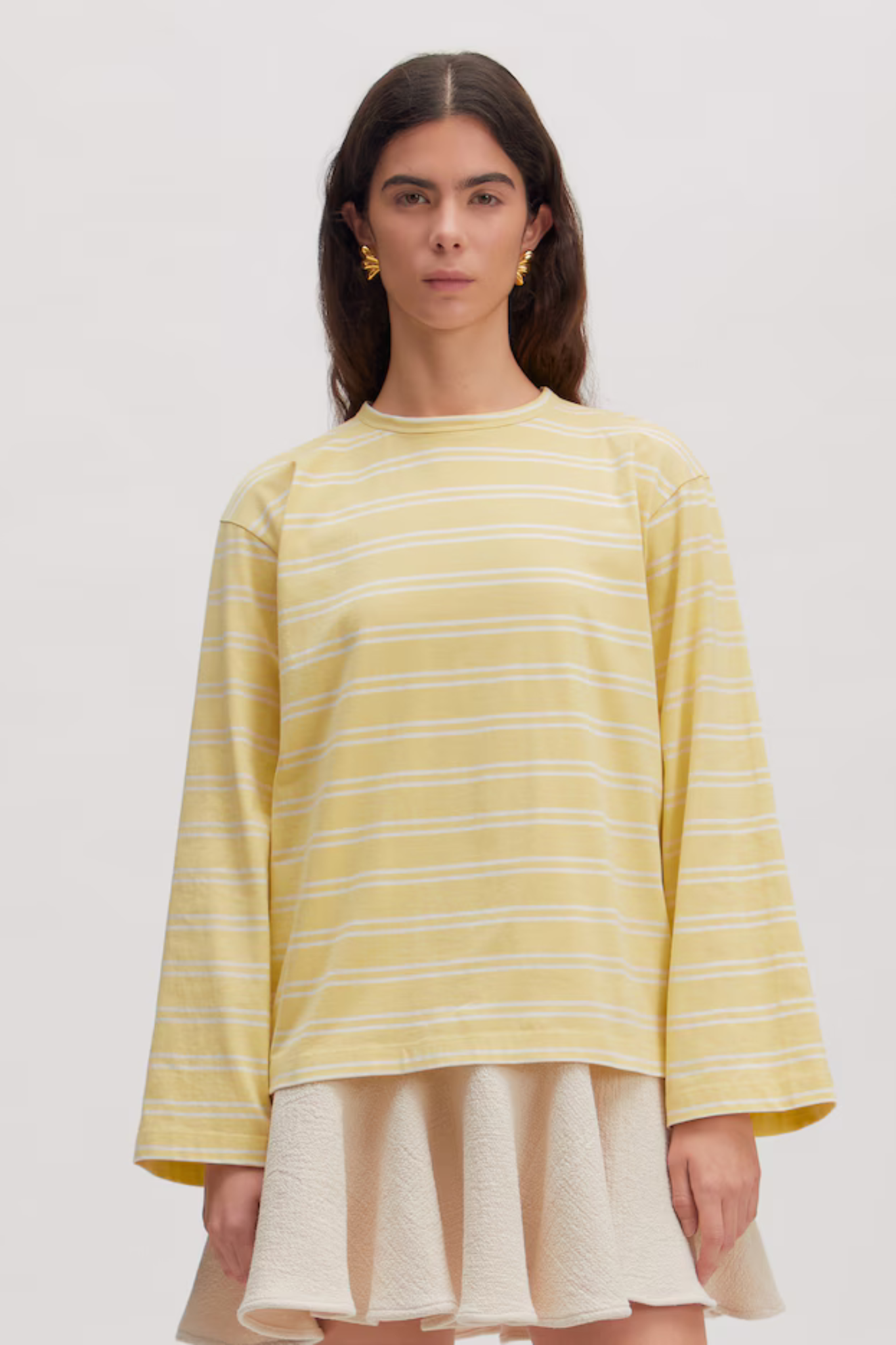 VERLEE LONGSLEEVE - STRIPES: DUSTY YELLOW + EGRET