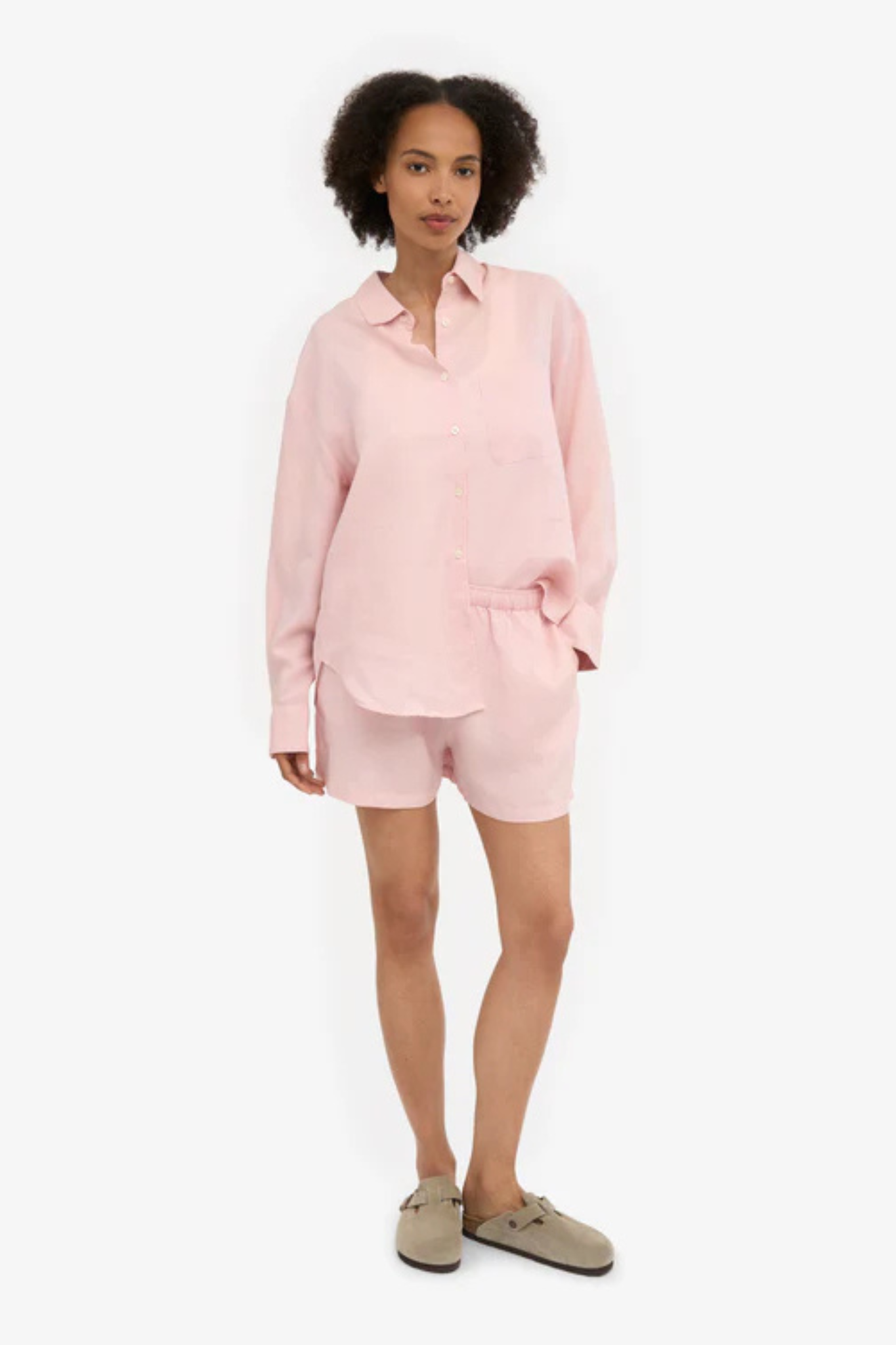 LINEN SHORTS - FADED PINK