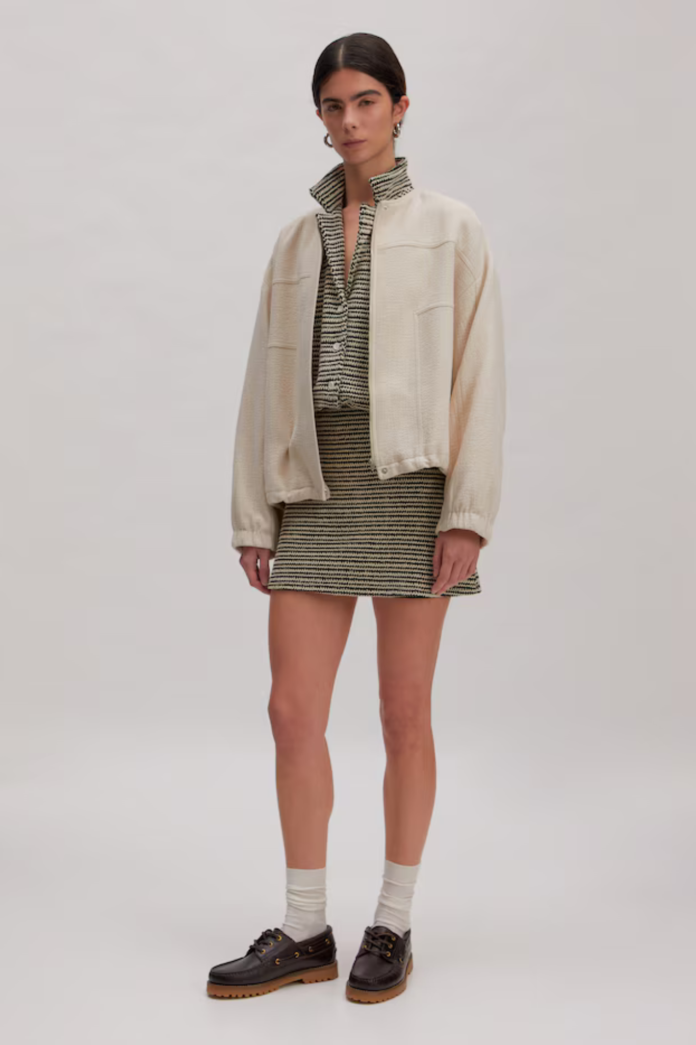 SHAILA MINI SKIRT - STRIPES: BLACK + CREAM