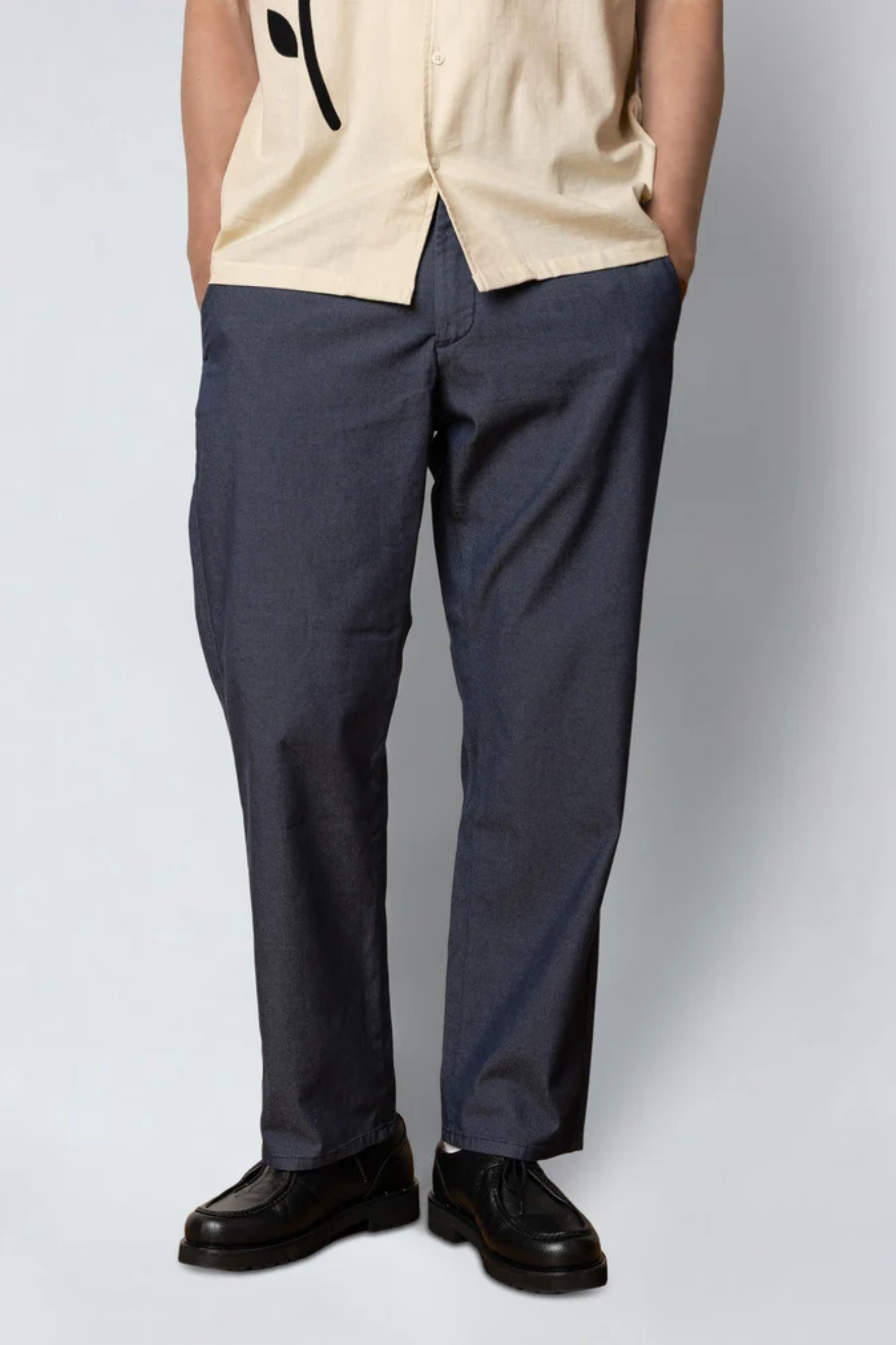 MARSEILLE DOBBY CHINOS PANTS - NAVY