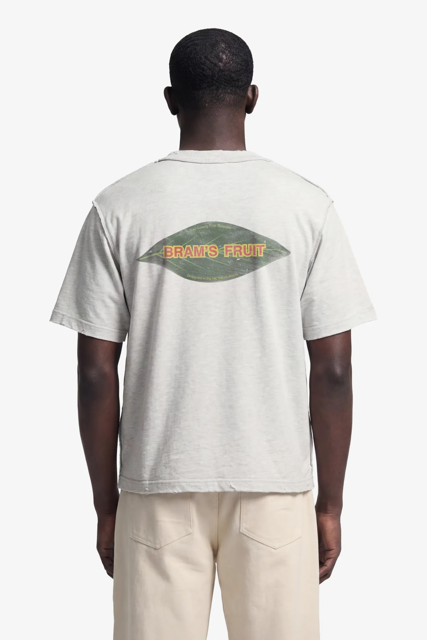 DISTRESEED LEAF T-SHIRT - GREY MELANGE