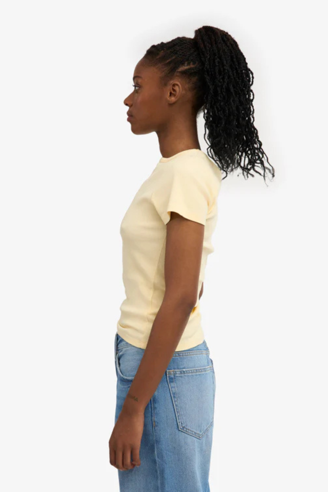ORGANIC RIB SS T-SHIRT - SOFT YELLOW