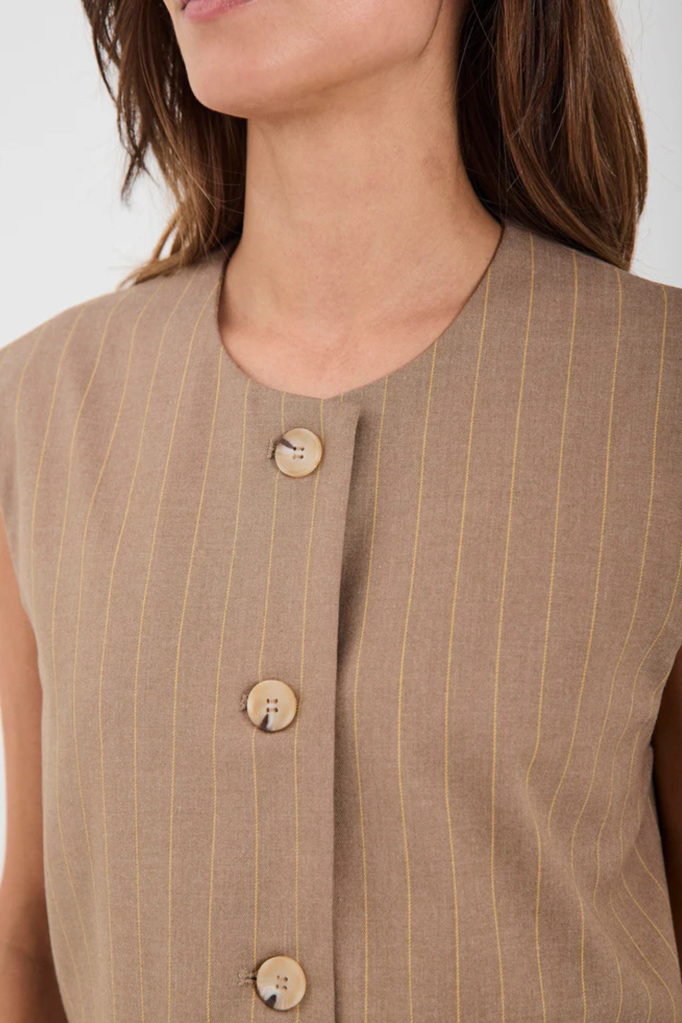NOVIA SHORT WAISTCOAT - YELLOW STRIPE