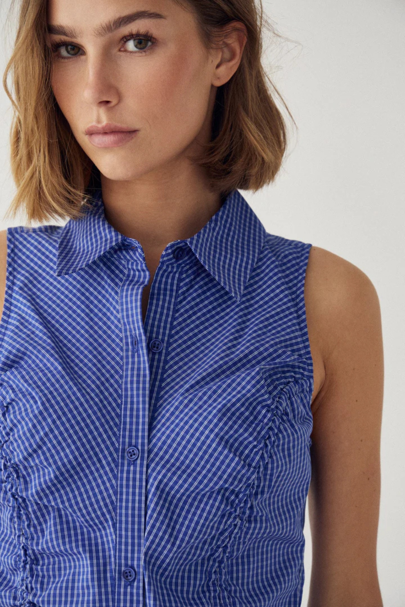 MICAIAH BLOUSE - DAVY BLUE CHECK