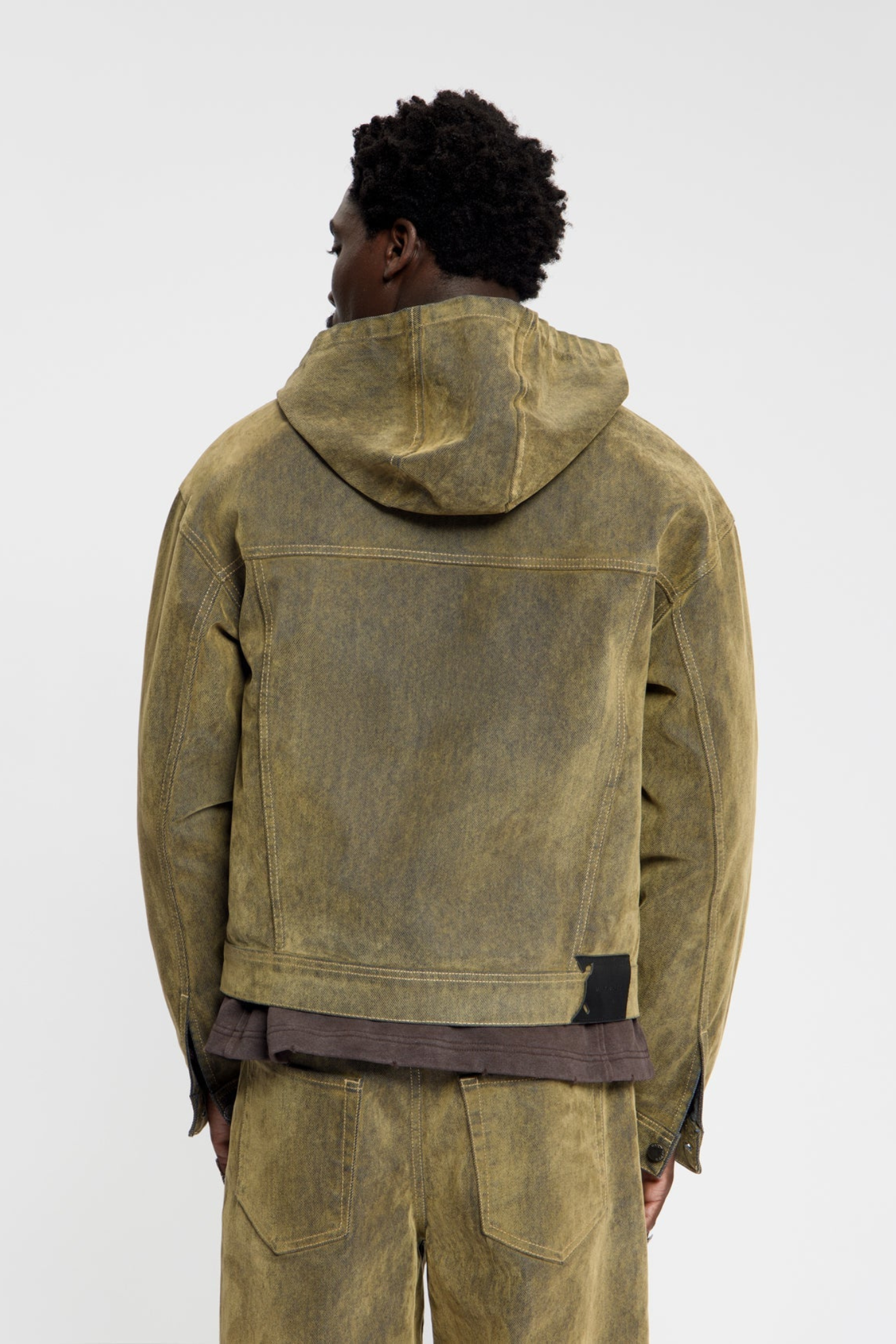 VELVET SHIELD DENIM JACKET - BROWN