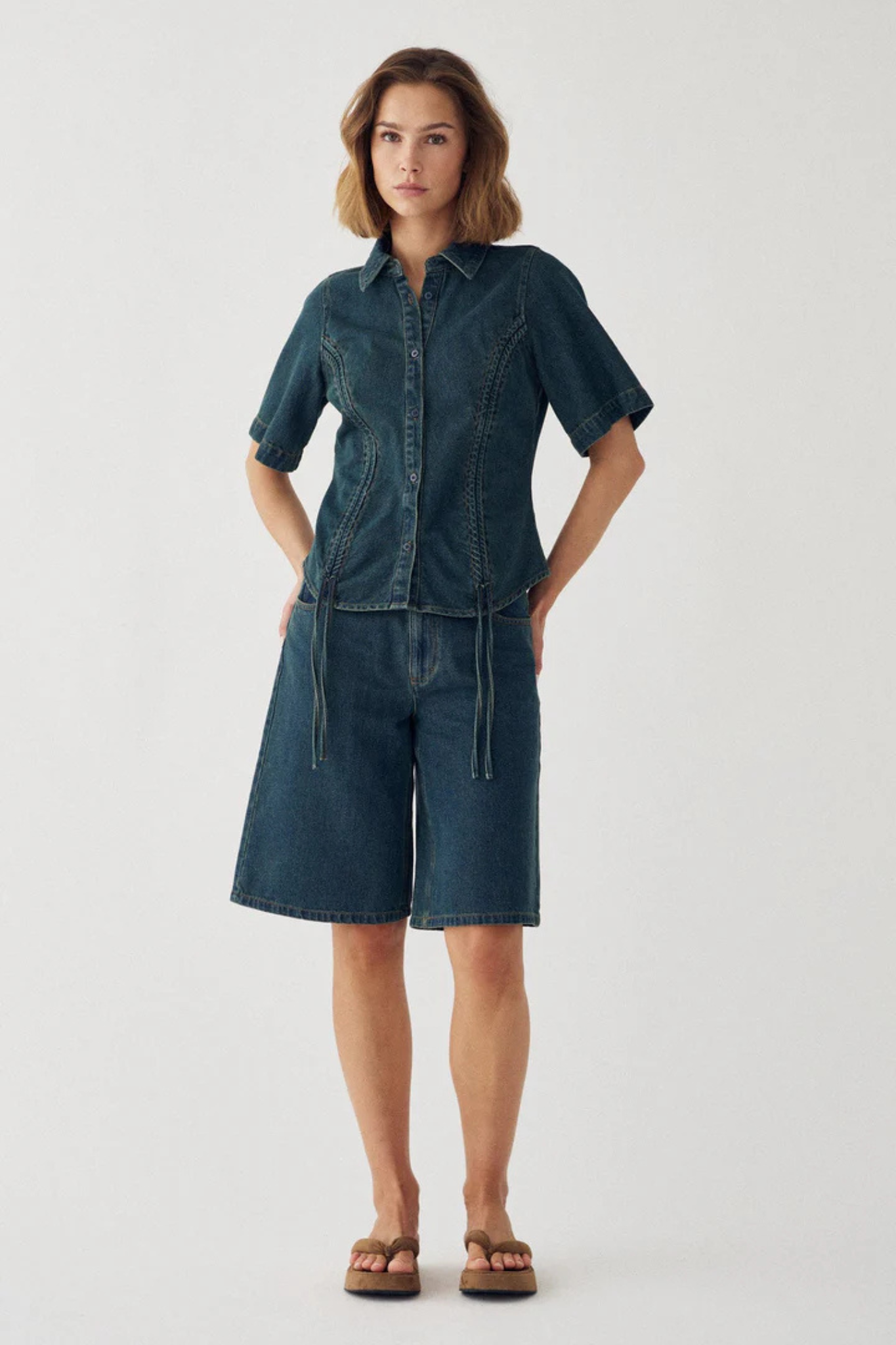 KATY MW JORTS SHORTS - VINTAGE BLUE WASH