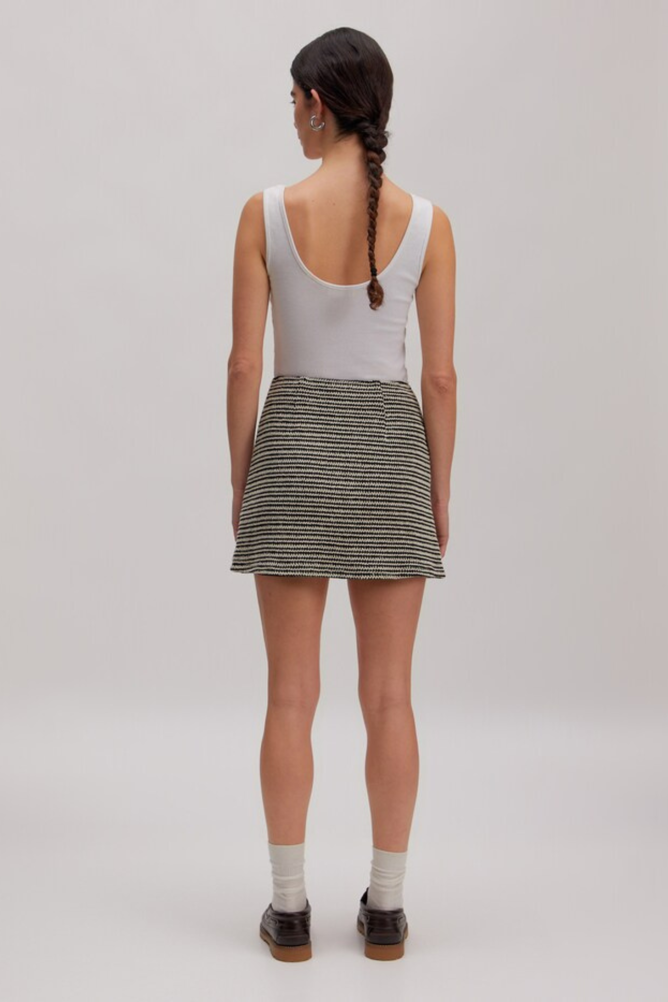 SHAILA MINI SKIRT - STRIPES: BLACK + CREAM