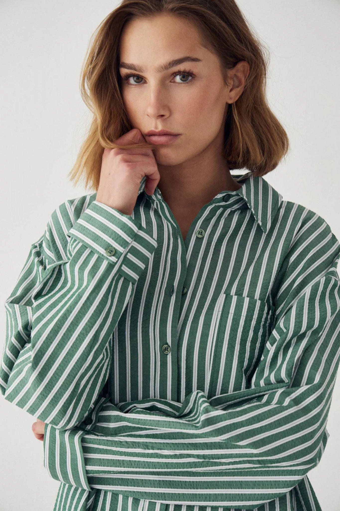 MARLON SHIRT - DRAYTON GREEN STRIPE