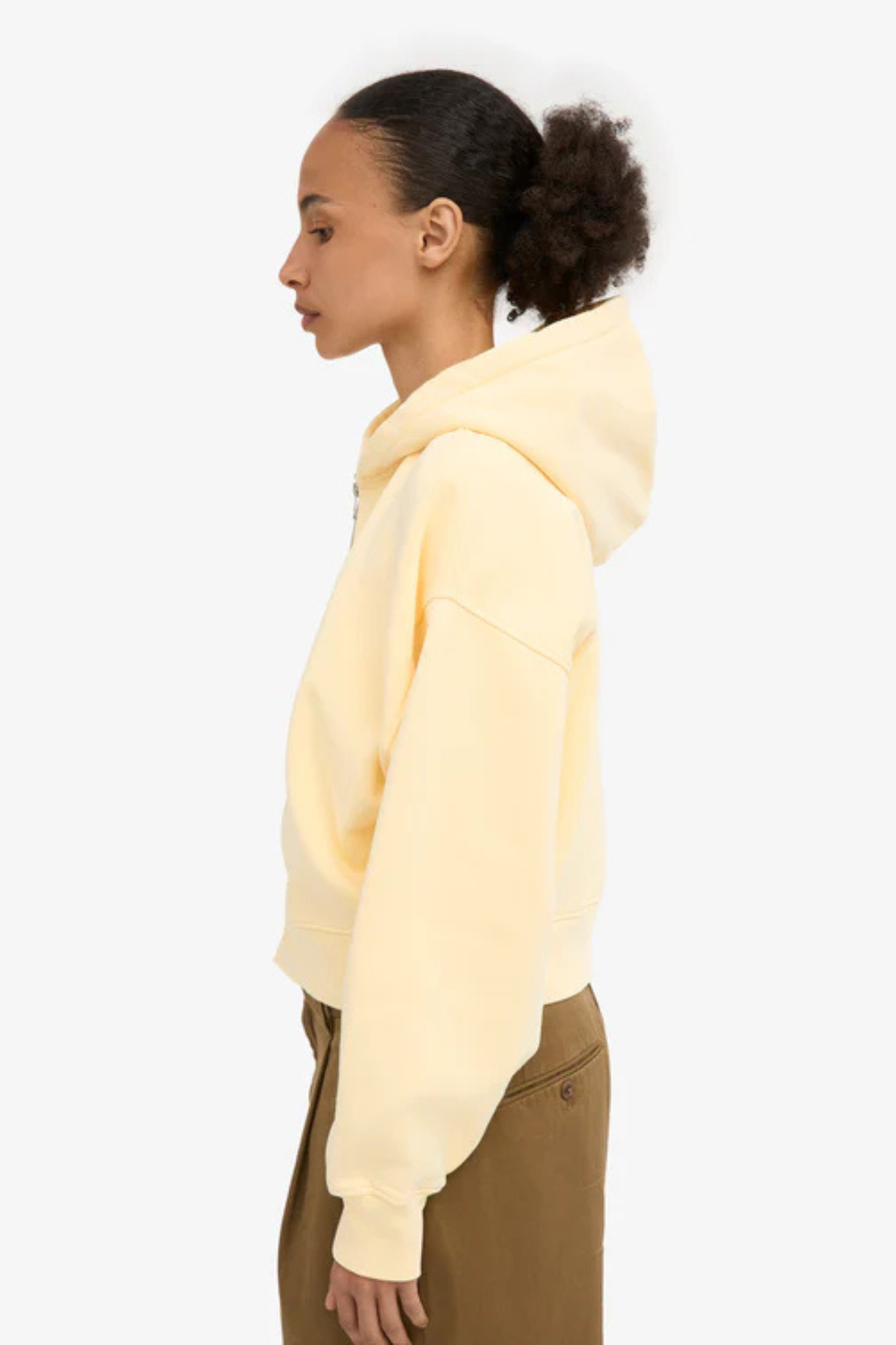 ORGANIC CROP ZIP HOODIE - SOFT YELLOW