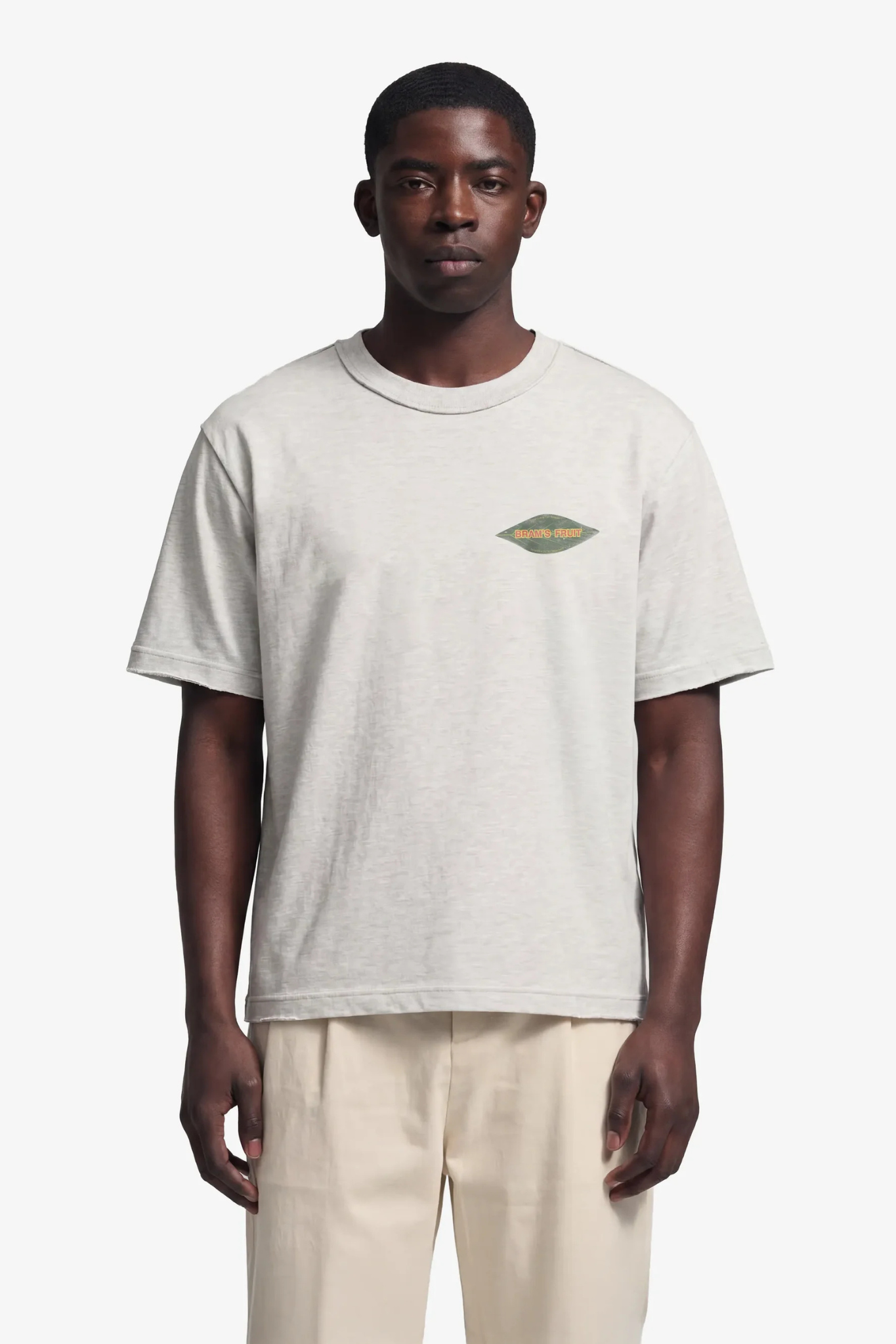 DISTRESEED LEAF T-SHIRT - GREY MELANGE