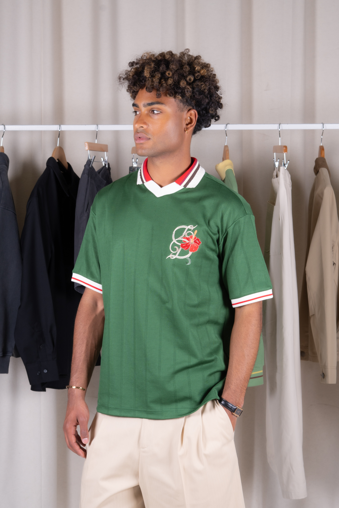 D HIBISCUS POLO - DARK GREEN