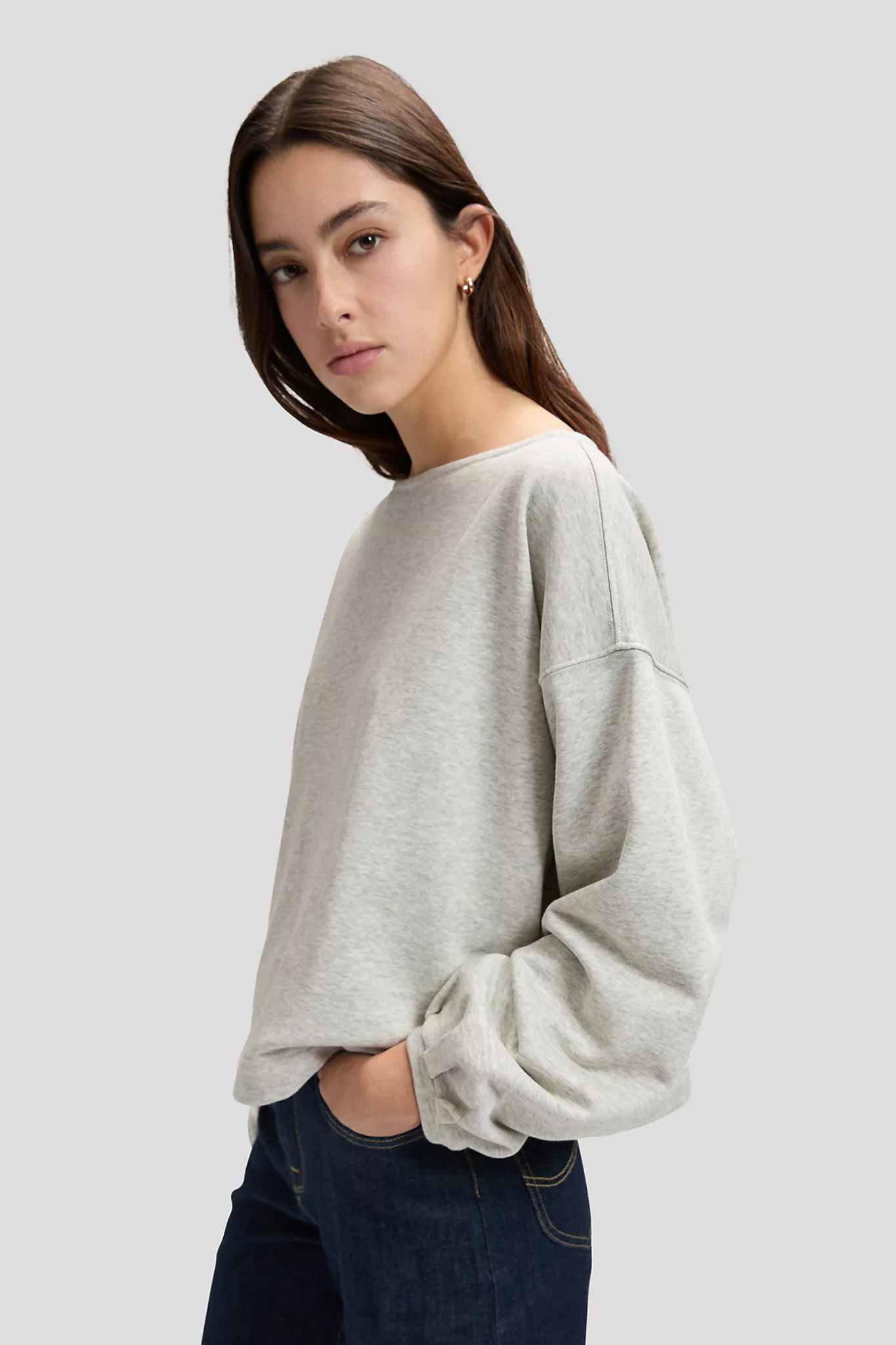 DRAMATIC SLEEVE SWEATSHIRT - GREY HEATHER