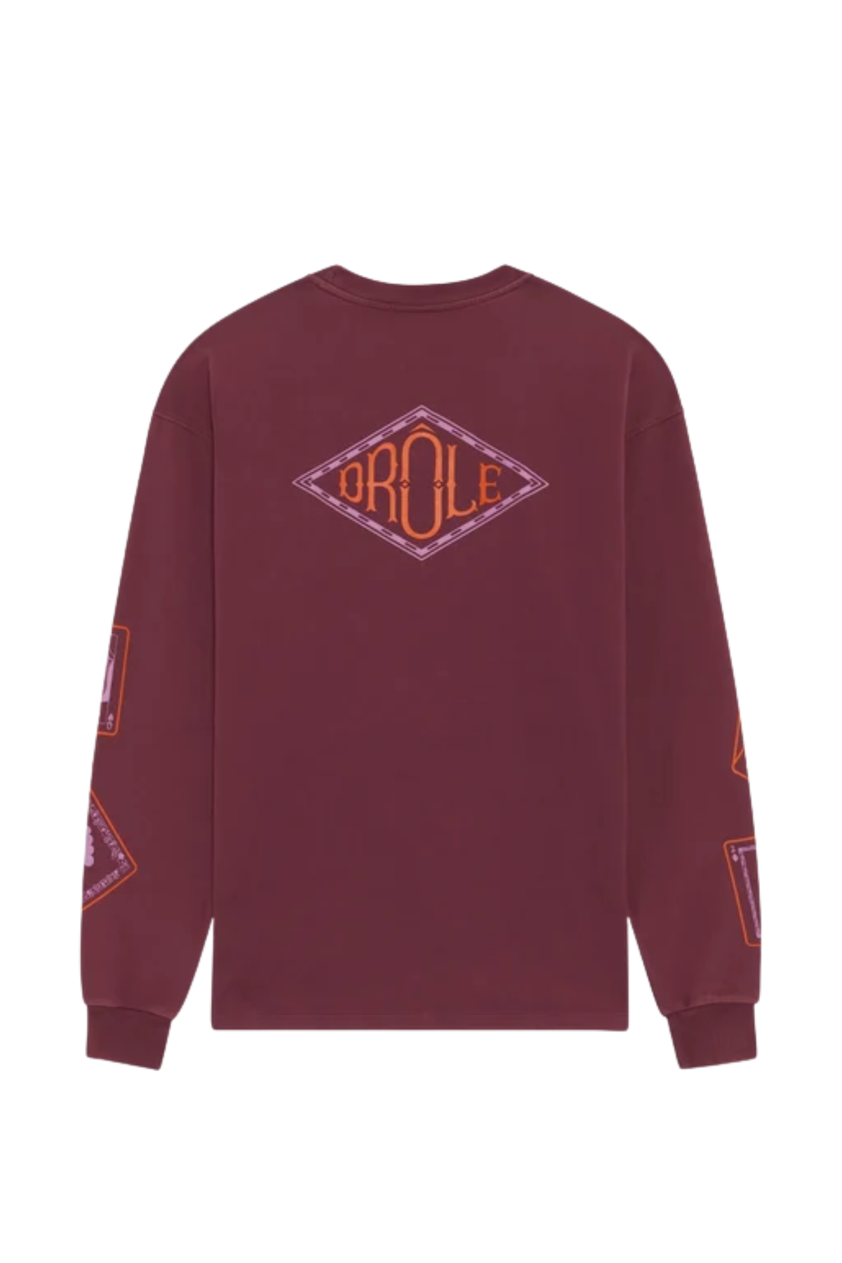 DROLE CARDS PRINT LONGSLEEVE T-SHIRT - BORDUURROOD