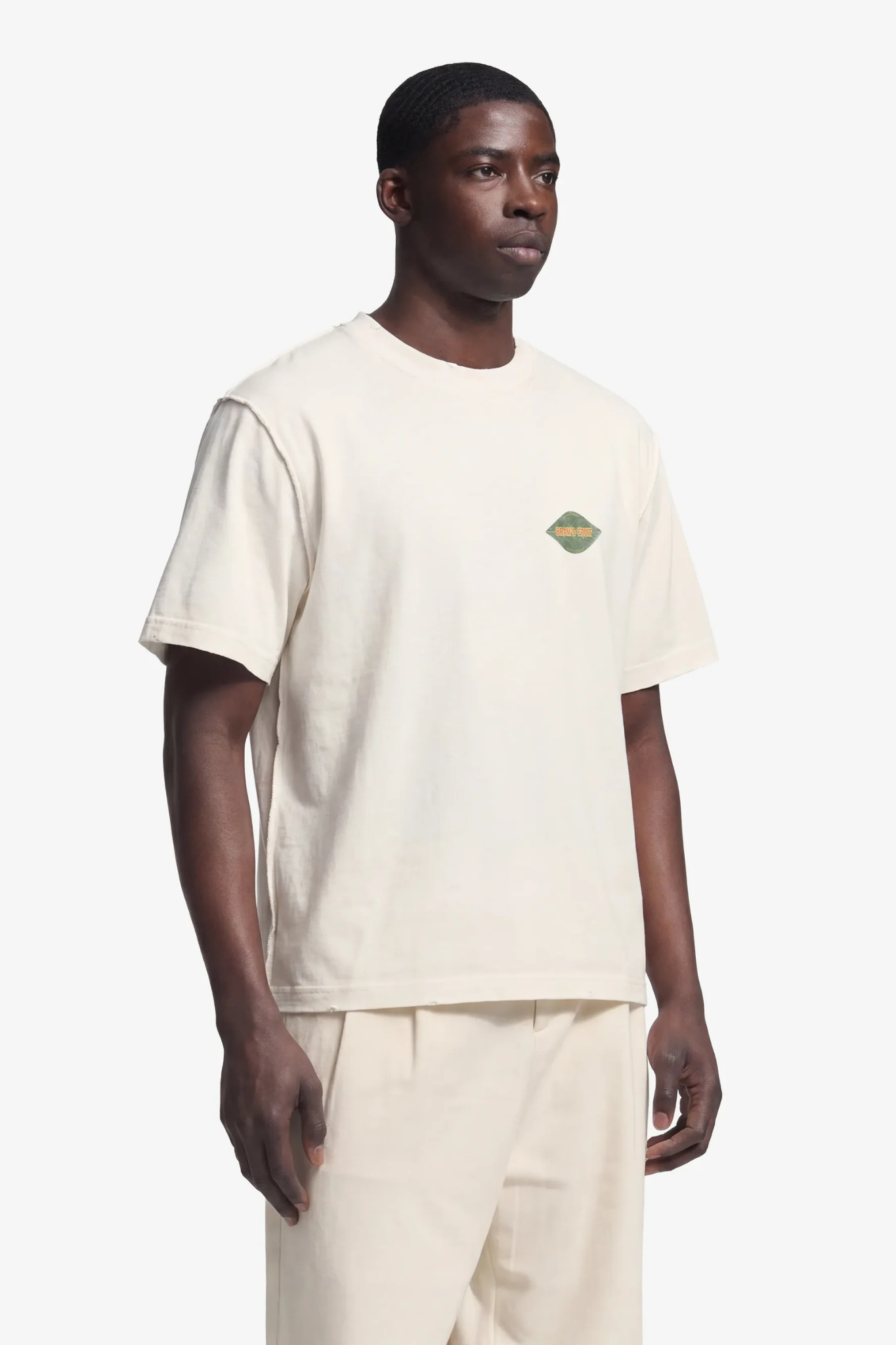 DISTRESEED LEAF T-SHIRT - OFF WHITE