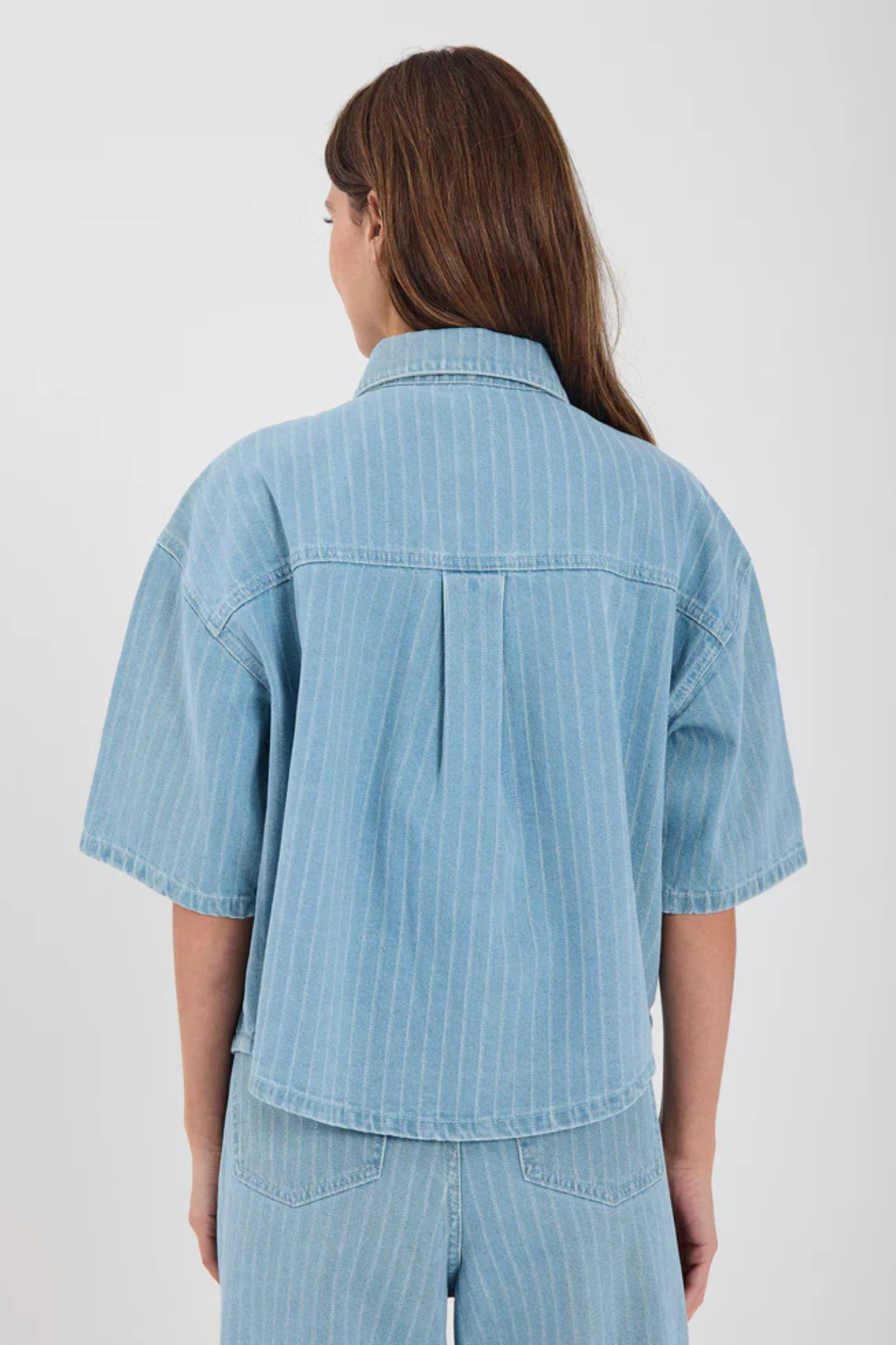 KENZIE DENIM SHIRT - LIGHT BLUE STRIPE