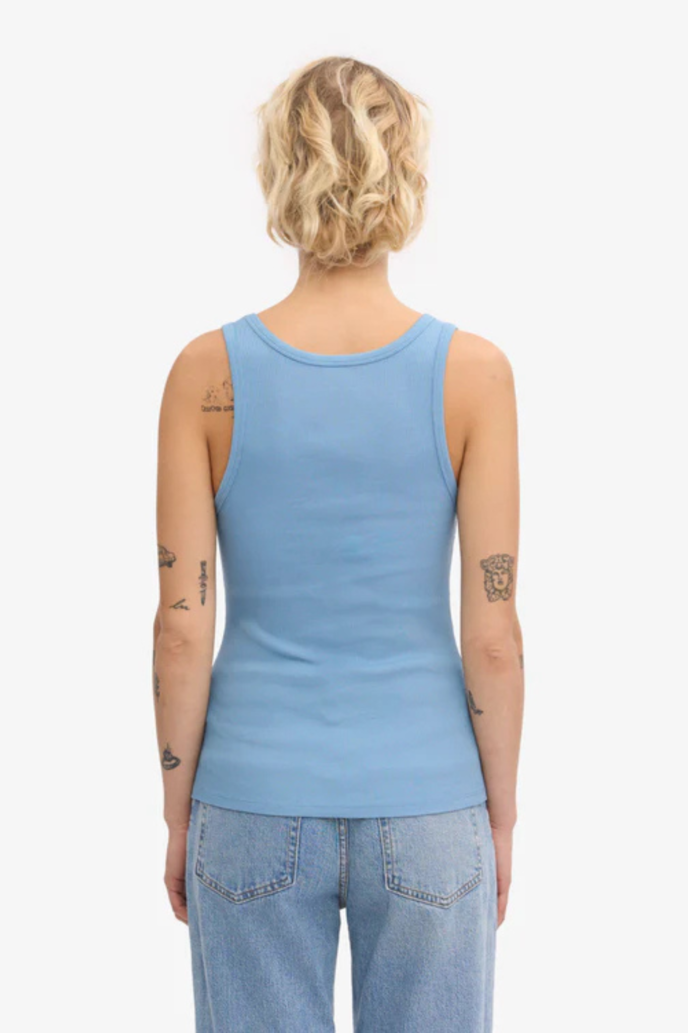 ORGANIC RIB TANK TOP WOMEN - SEASIDE BLUE
