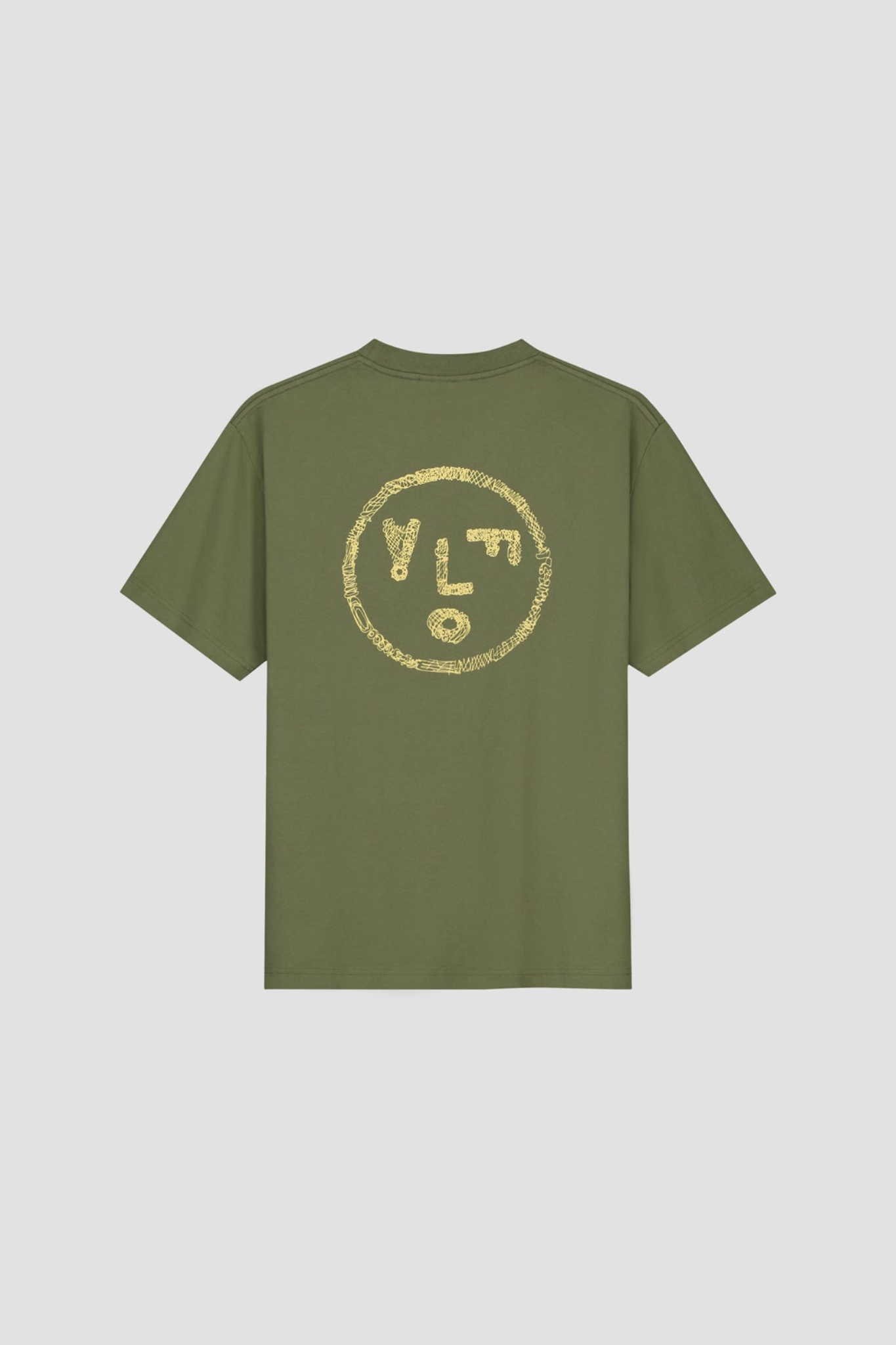 SCRIBBLE FACE T-SHIRT - OLIVE GREEN