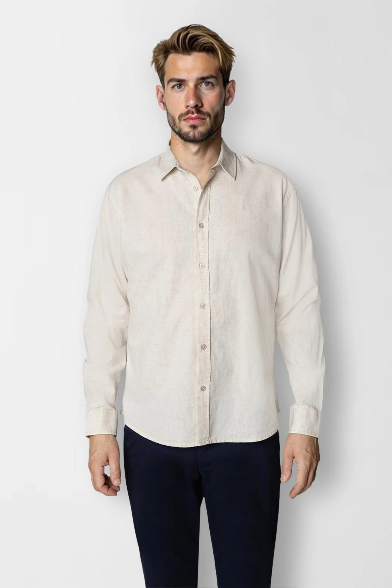 LUCA SHIRT L/S - LIGHT BEIGE