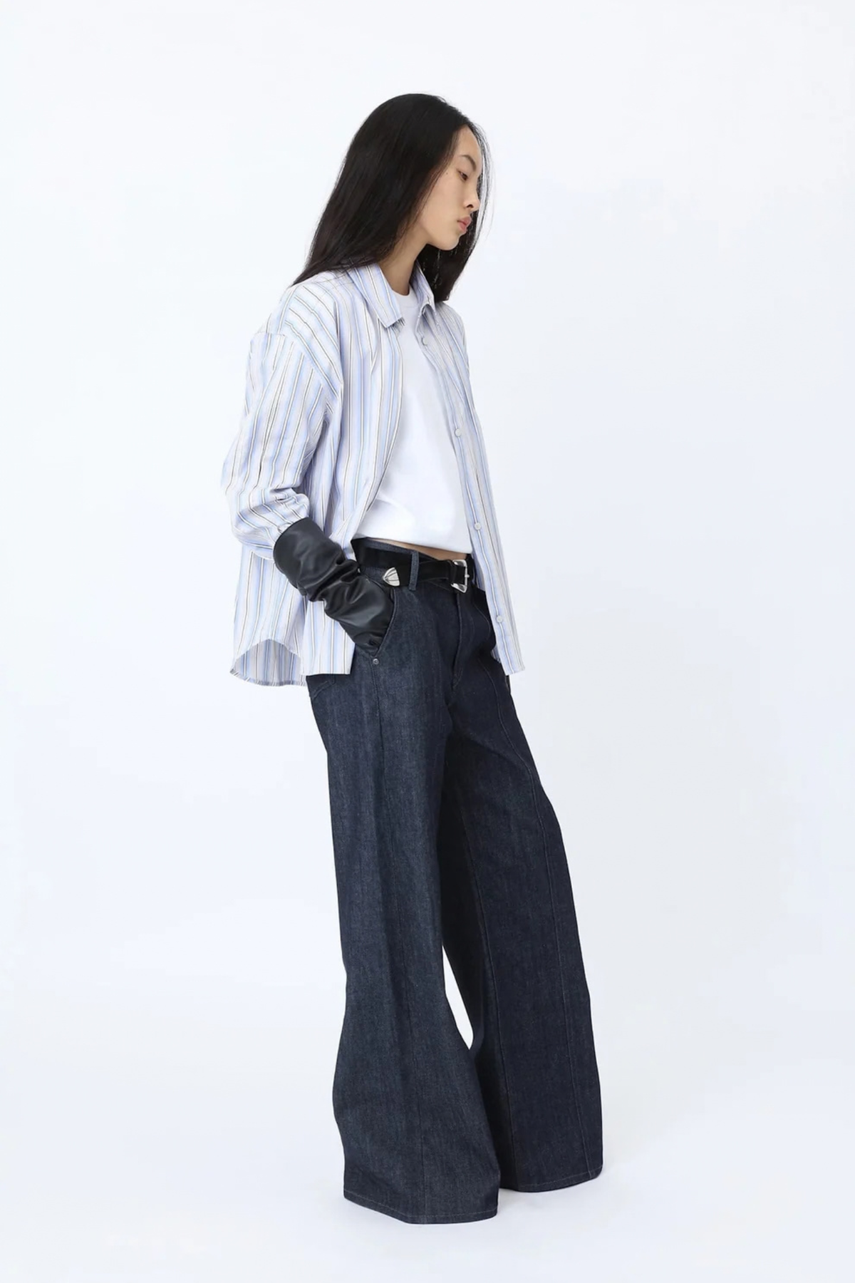 LENOA PANEL STRIPE SHIRT - MICRO SHIP GREY COMB