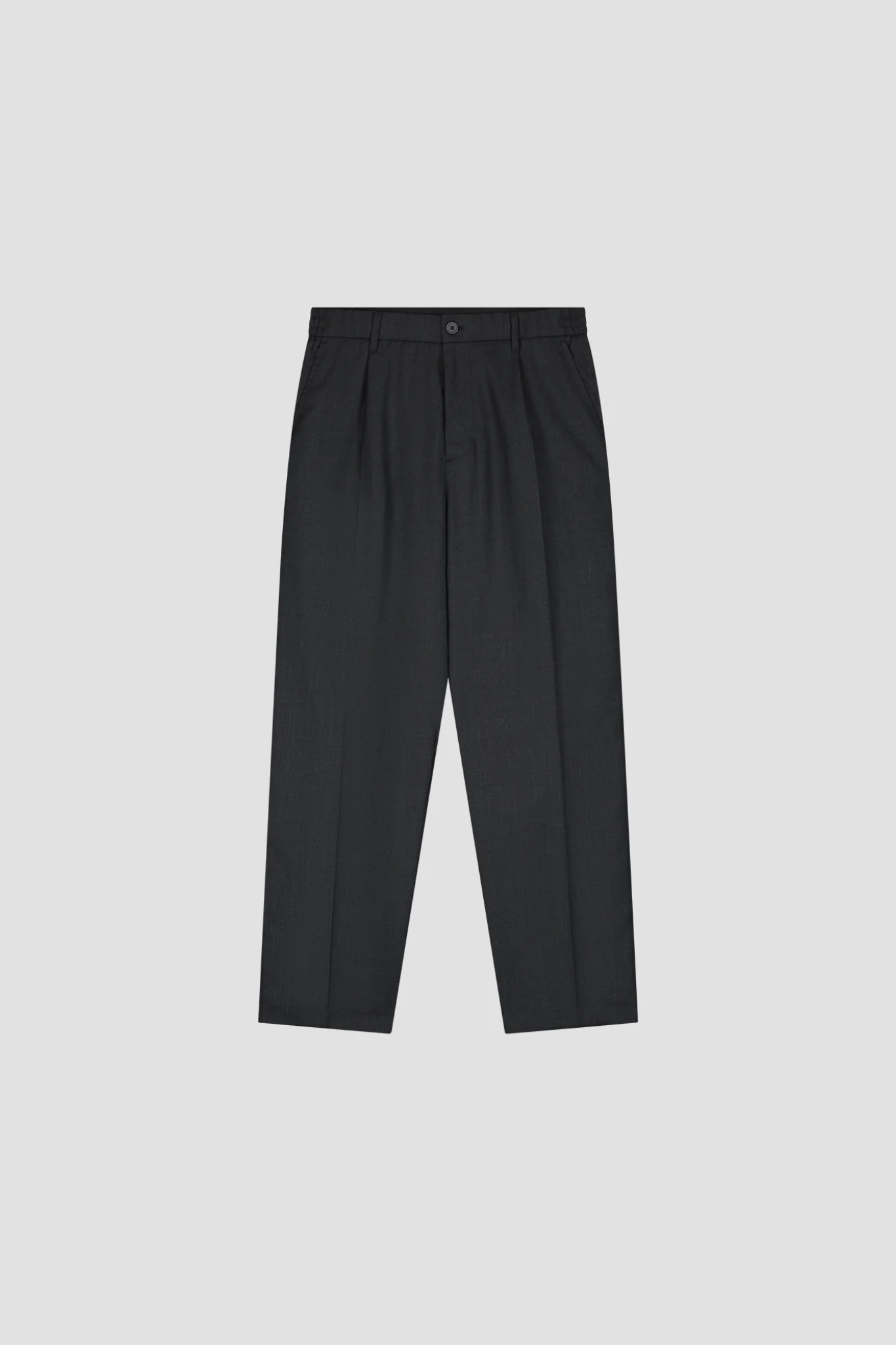 REGULAR WOOL BLEND PLEATED PANTS - CHARCOAL