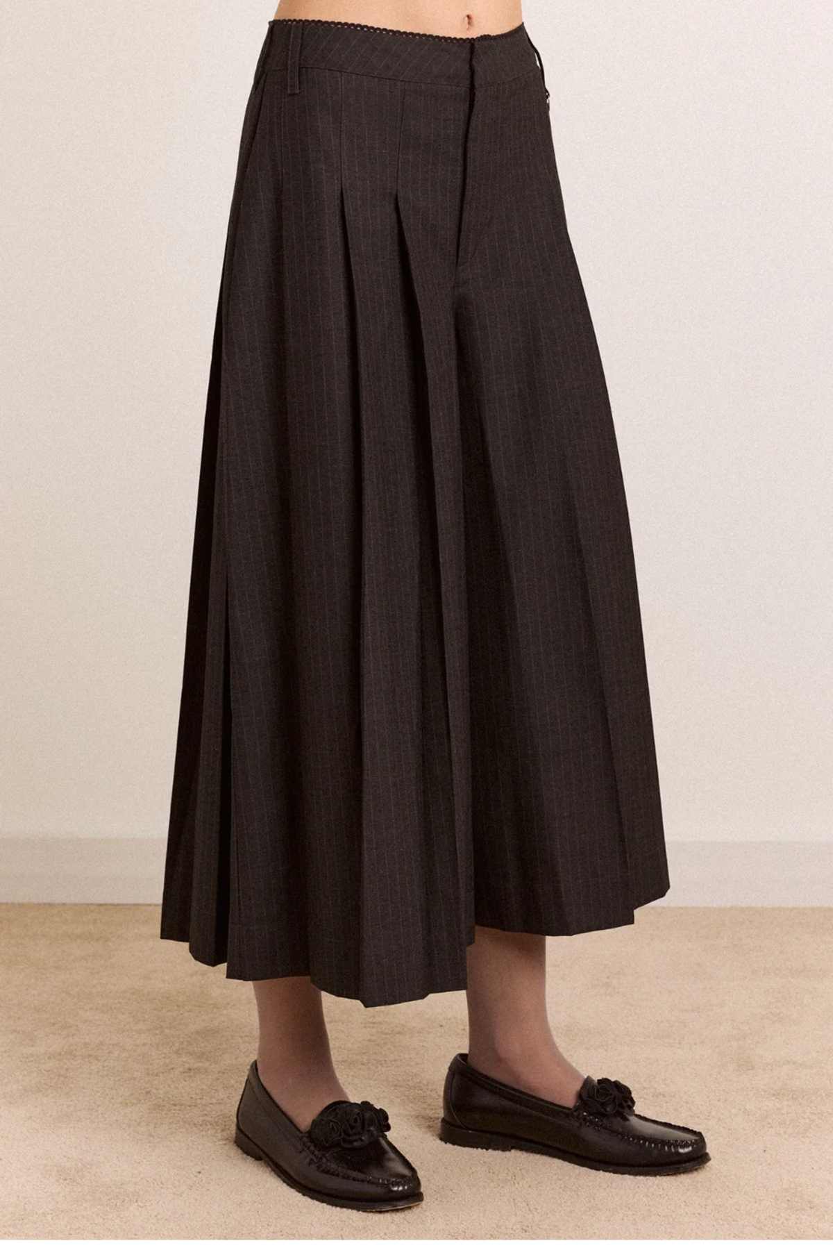 CULOTTE PLISSÉE WINONA - RAYURES FINES TAILLEUR